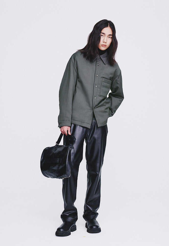 Tonywack - Hard Twist Wool Padded Shirt Jacket (Dark Olive) product image 4 | TRAB K-Fashion Australia