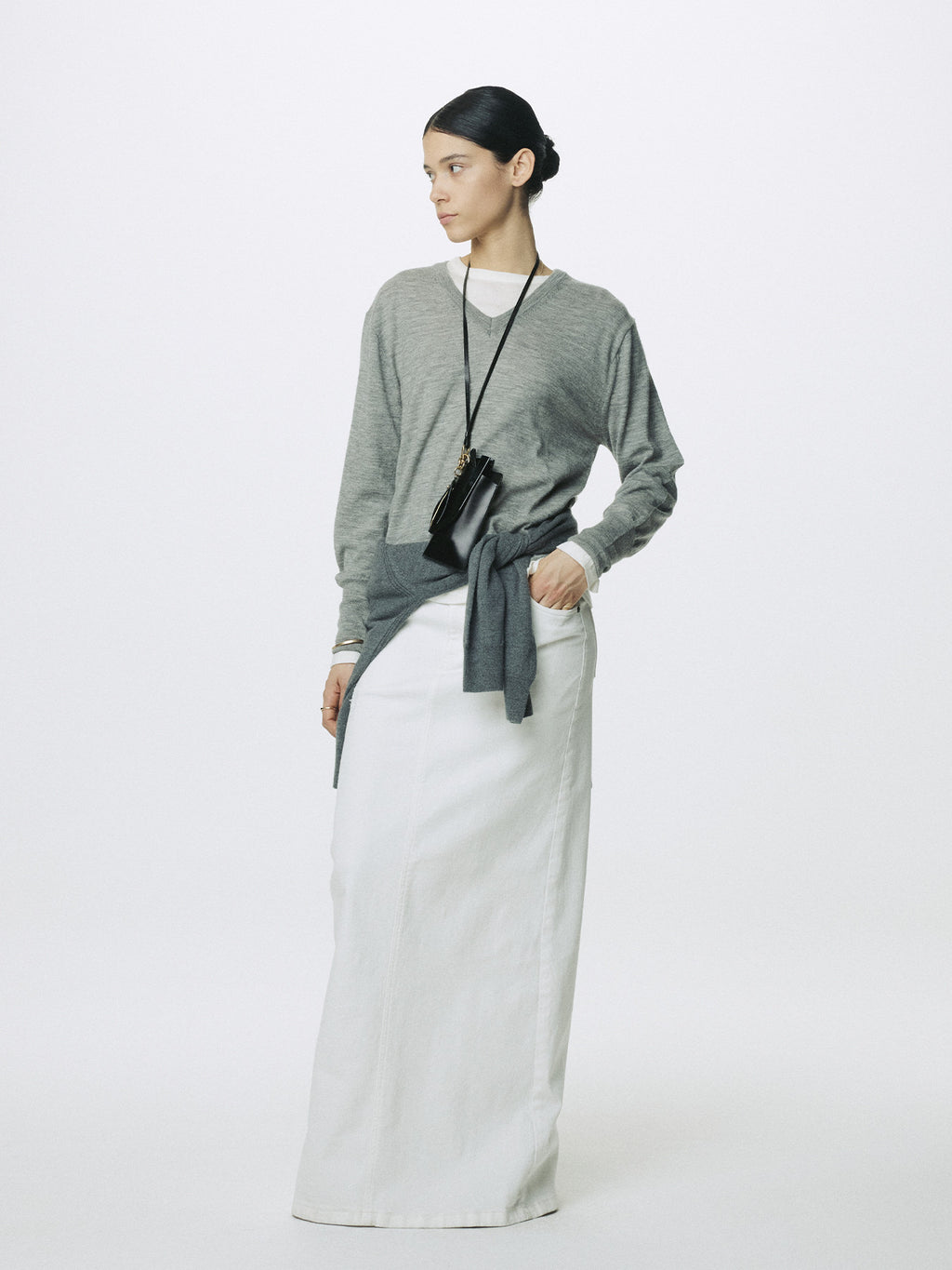 Tonywack - White Slim Fit Denim Maxi Skirt (Off White) product image 6 | TRAB K-Fashion Australia