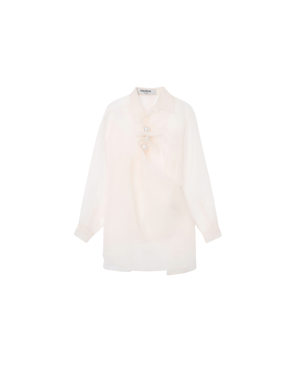 Kimhe Kim - Pearl Buttons Organza Draped Shirt (Ivory) product image 6 | TRAB K-Fashion Australia