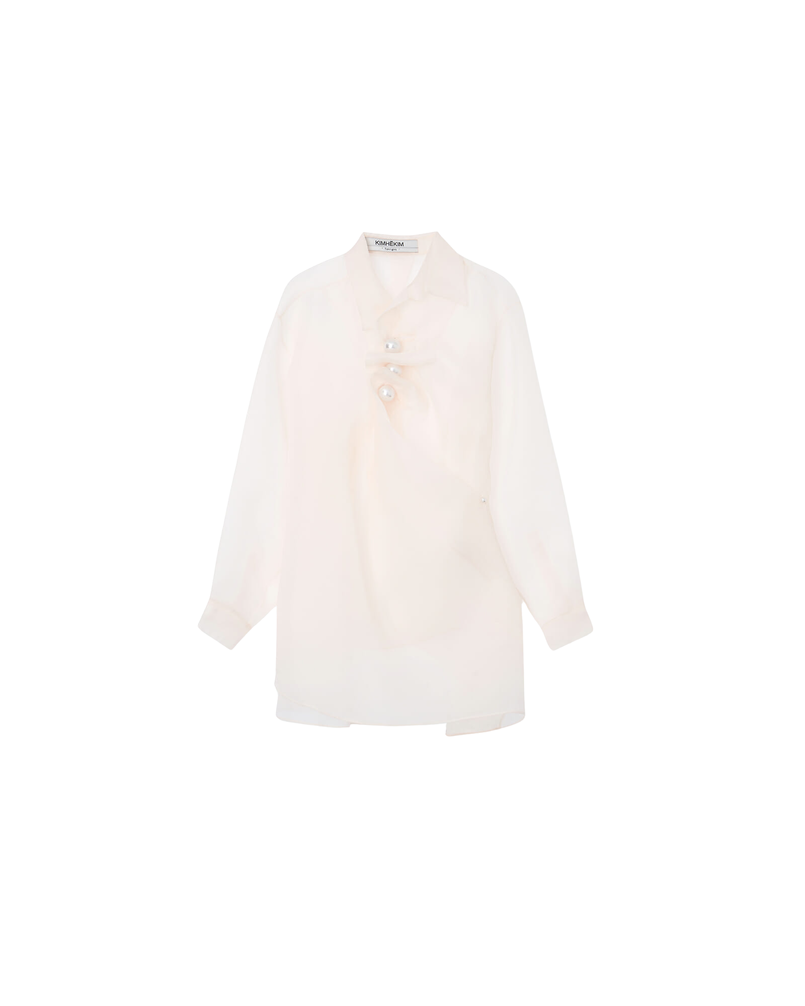 Kimhe Kim - Pearl Buttons Organza Draped Shirt (Ivory) product image 6 | TRAB K-Fashion Australia