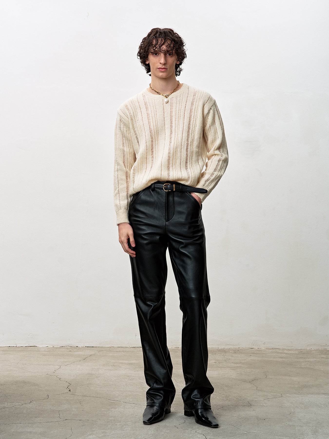 Tonywack - Kid Mohair Distressed Ribbed Sweater (Ecru) product image 2 | TRAB K-Fashion Australia