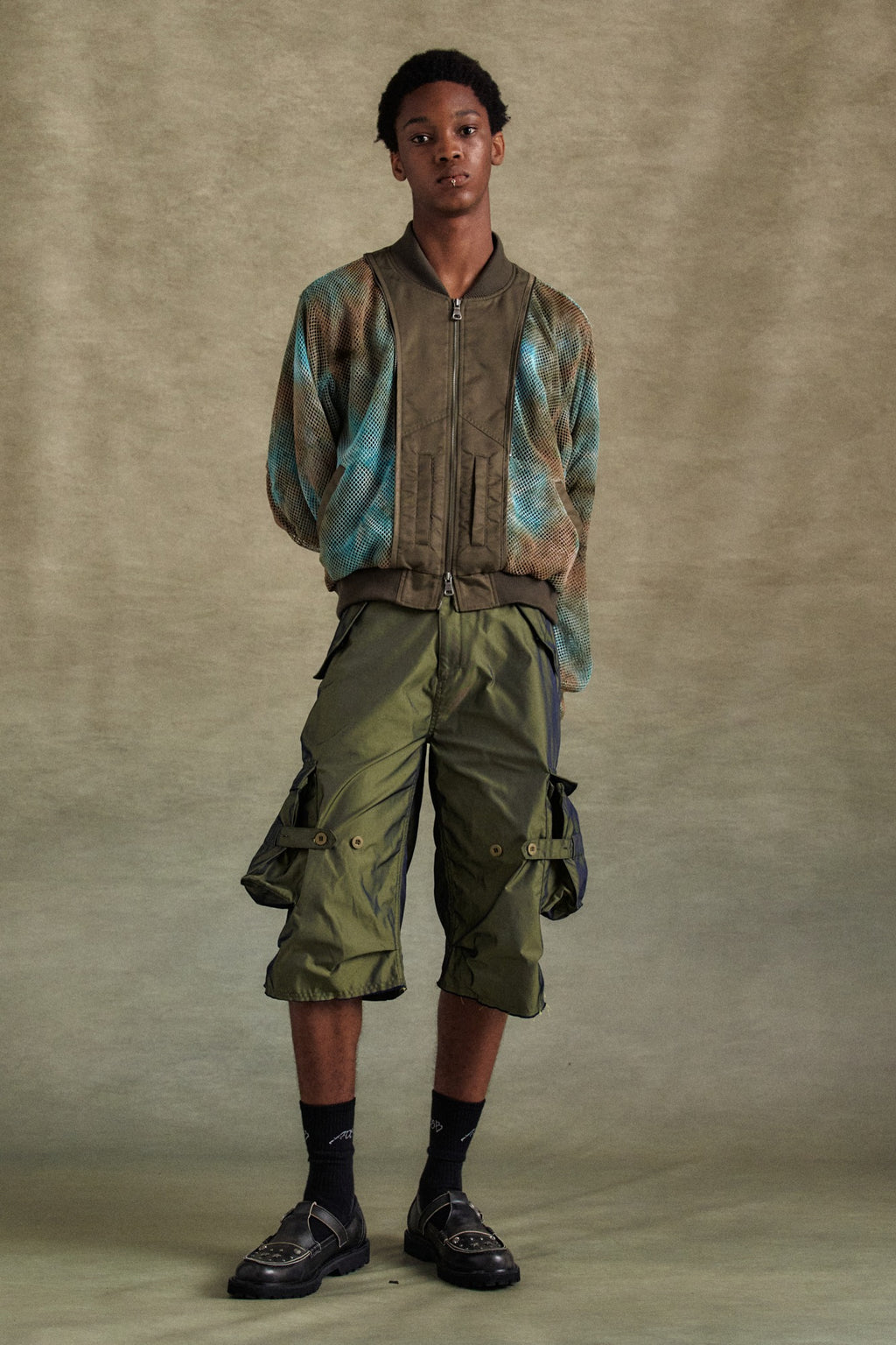 Andersson Bell - Nadrin Multi Pocket Cargo Shorts (Khaki) product image 1 | TRAB K-Fashion Australia