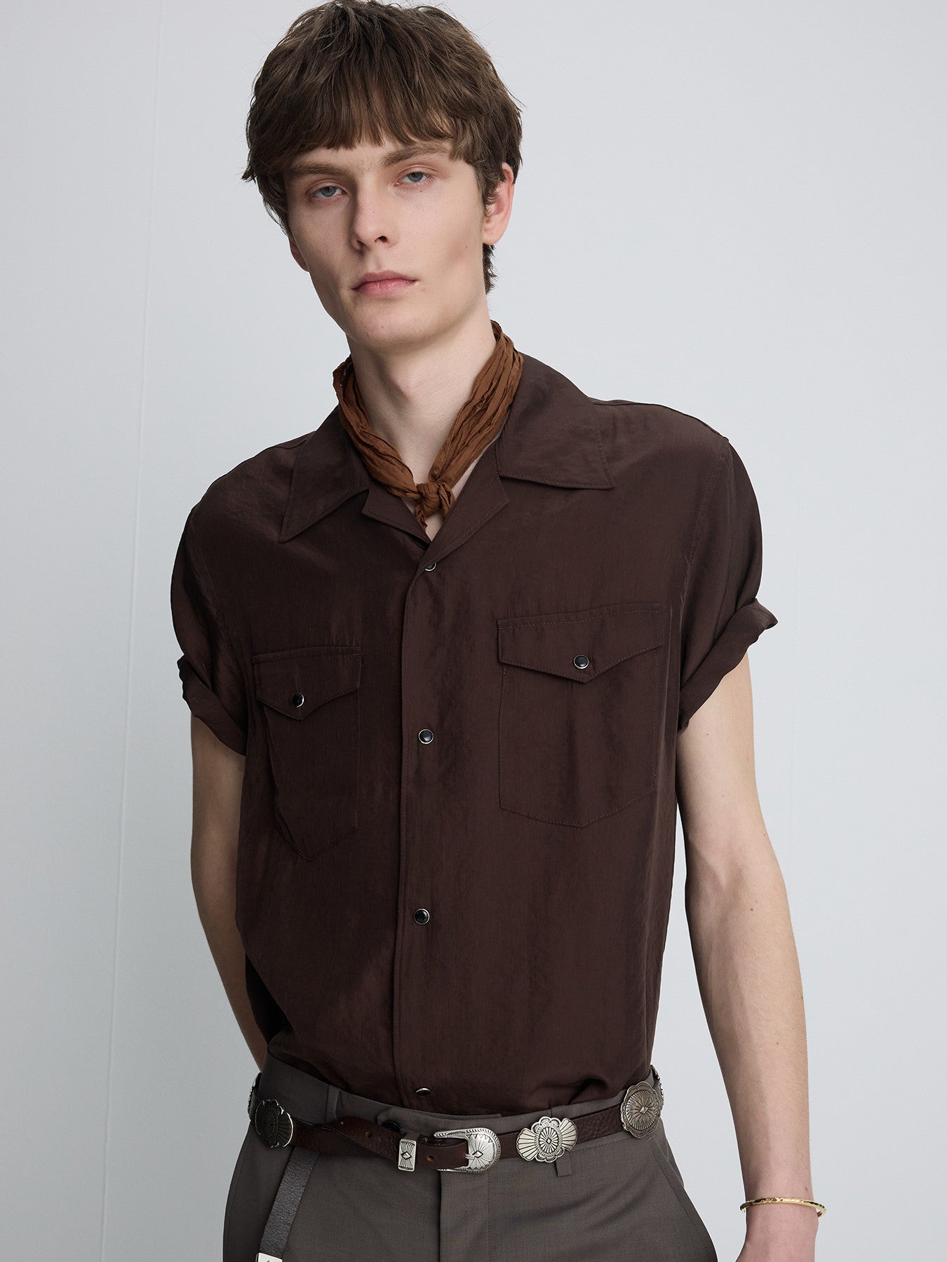 Tonywack - Washed Rayon Pearl Snap Shirt (Brown) product image 9 | TRAB K-Fashion Australia
