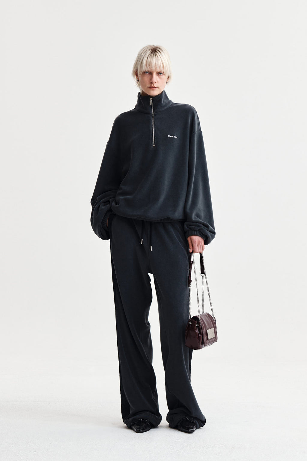 Matin Kim - Sherpa Fleece Drawstring Pants (Charcoal) product image 9 | TRAB K-Fashion Australia