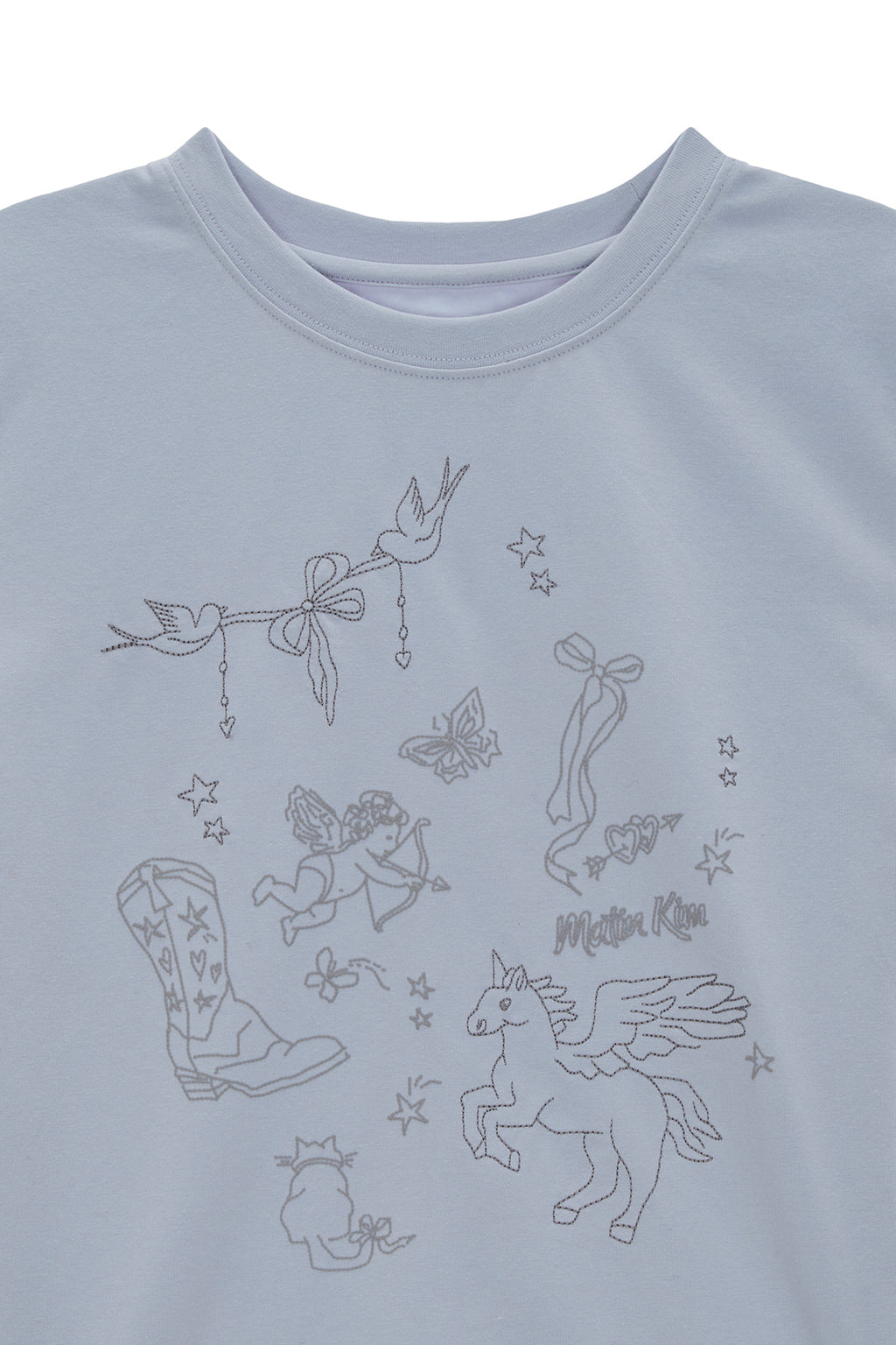 Matin Kim - Kitsch Printing Crop Top (Sky) product image 3 | TRAB K-Fashion Australia