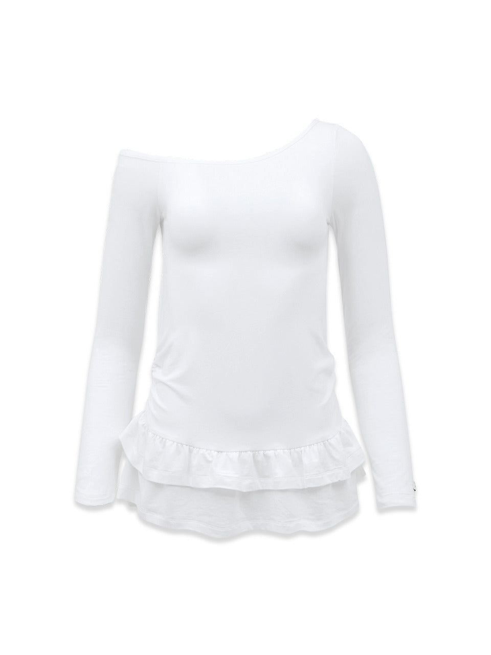 Margarin Fingers - One Shoulder Frill T (White) product image 2 | TRAB K-Fashion Australia