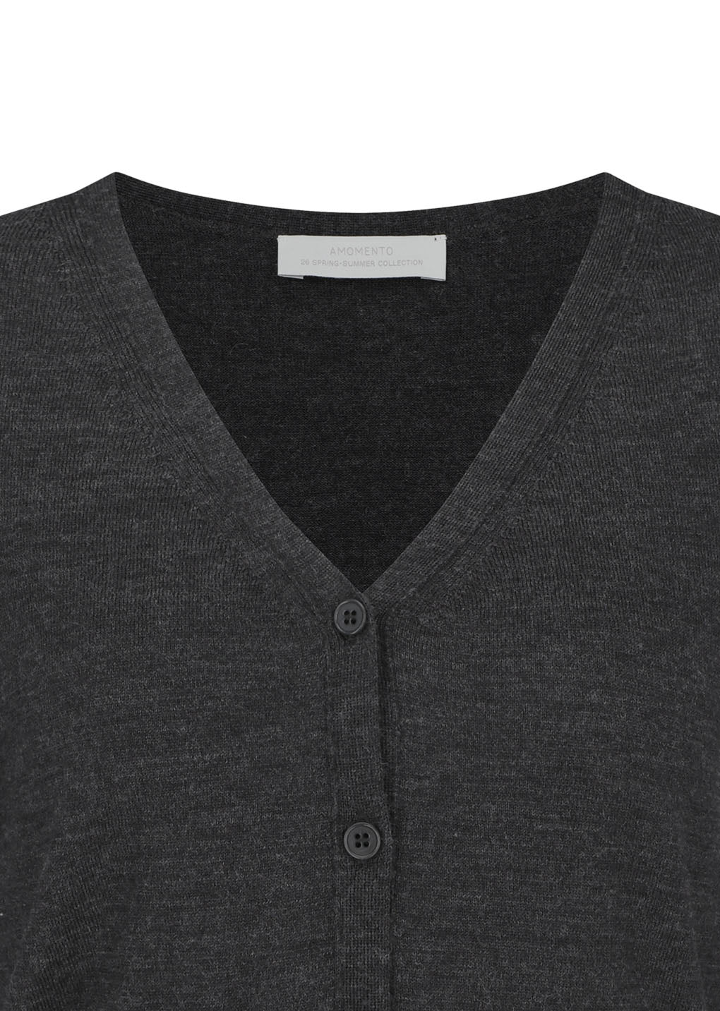 Amomento - Wool V-neck Crop Cardigan (Charcoal) product image 4 | TRAB K-Fashion Australia