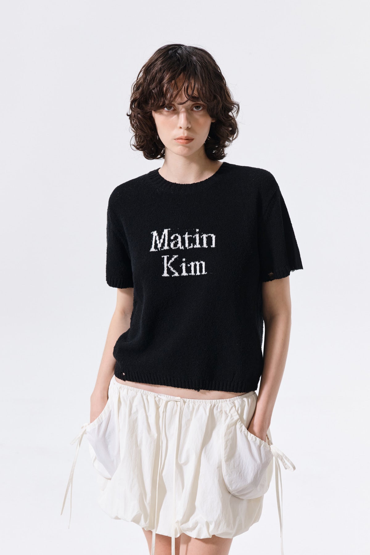Matin Kim - Half Sleeve Logo Pullover (Black) product image 10 | TRAB K-Fashion Australia