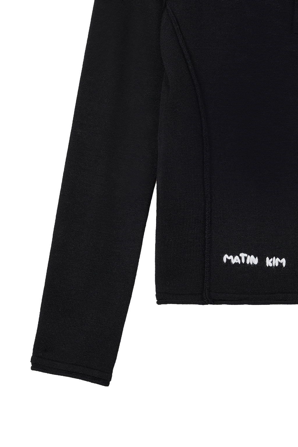 Matin Kim - Button Hoody Raglan Knit Top (Black) product image 4 | TRAB K-Fashion Australia
