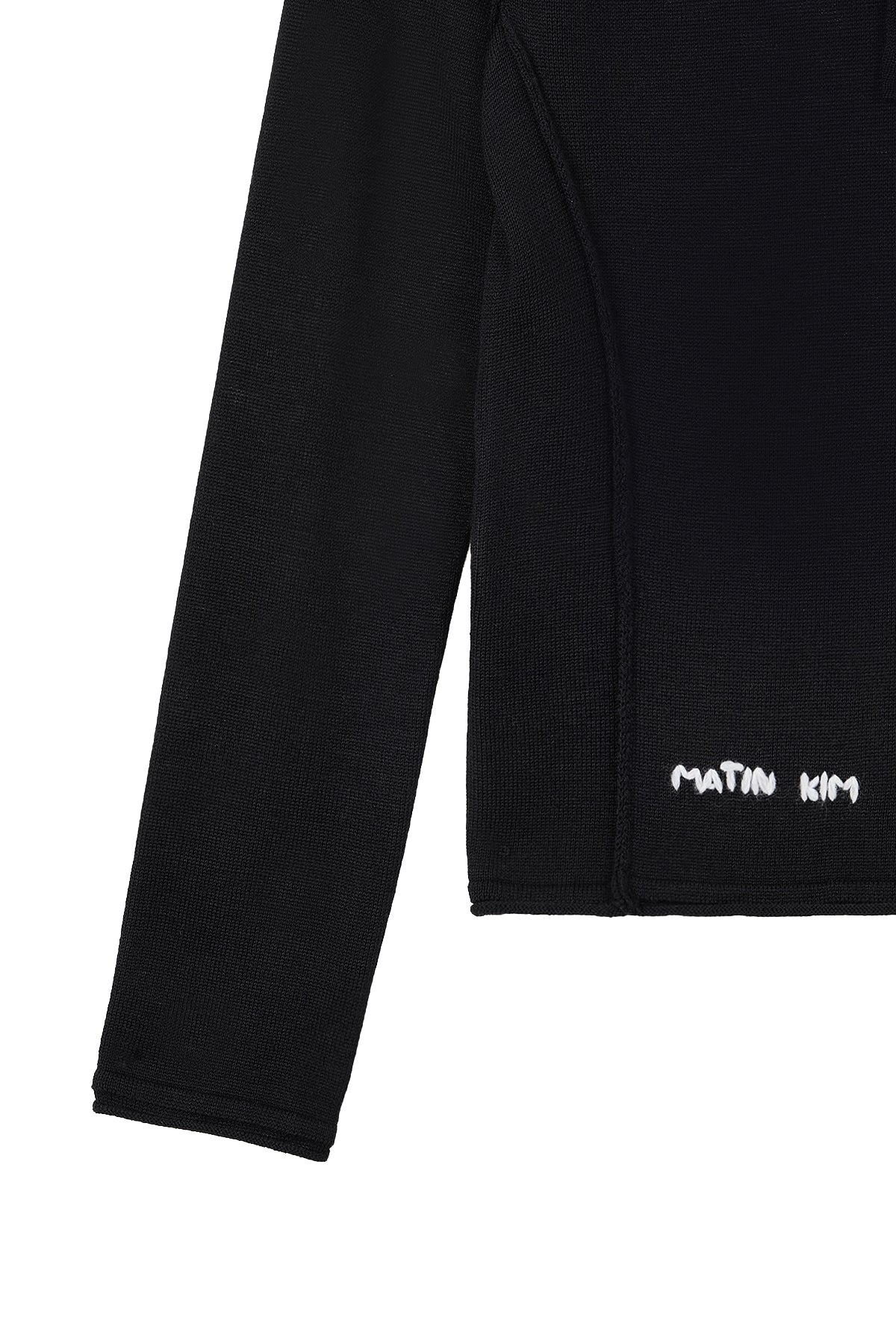 Matin Kim - Button Hoody Raglan Knit Top (Black) product image 4 | TRAB K-Fashion Australia
