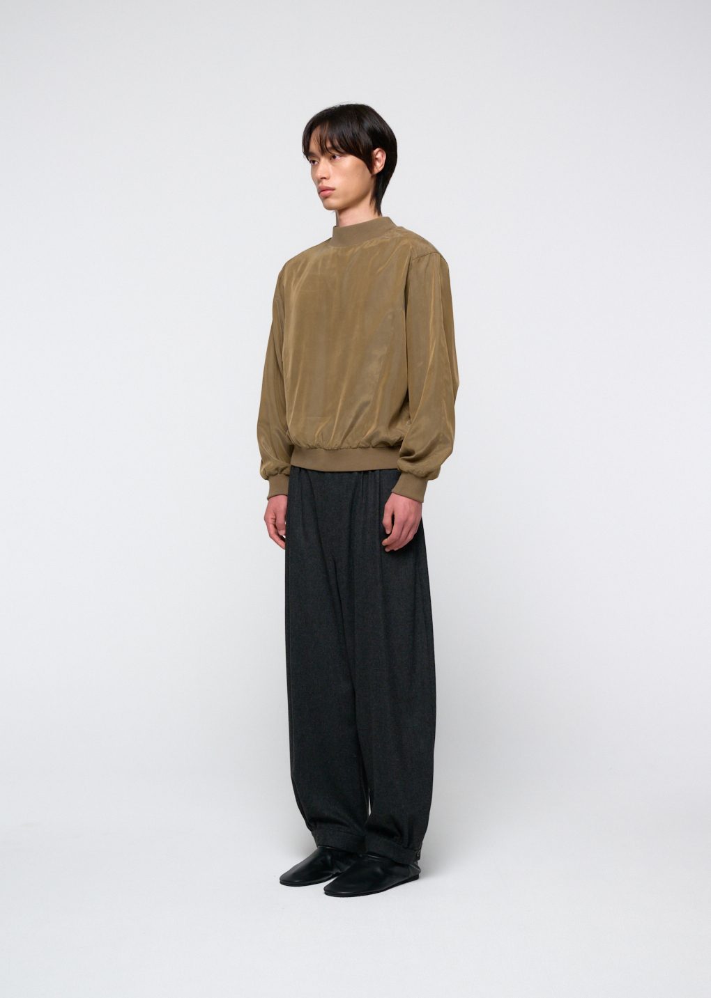 Amomento - Cupro ribbed pullover (Khaki) product image 3 | TRAB K-Fashion Australia
