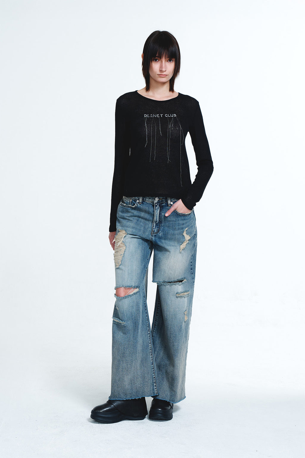Deinet - Sheer Long Sleeve (Black) product image 6 | TRAB K-Fashion Australia