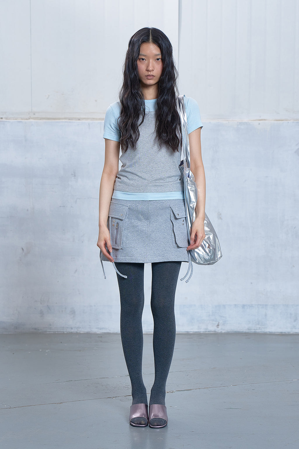 Deinet - Jersey Mini Skirt (Melange Grey) product image 1 | TRAB K-Fashion Australia