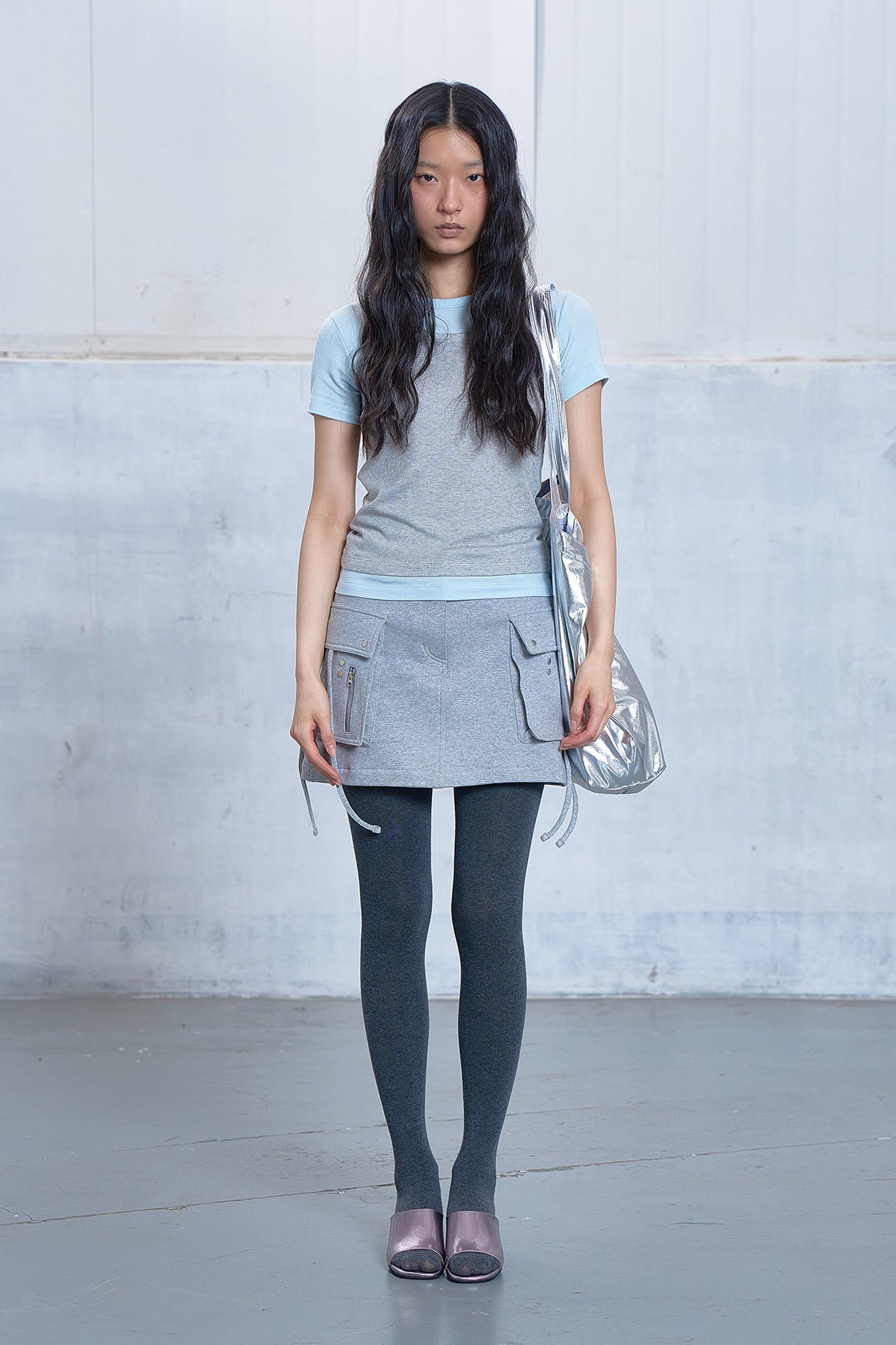 Deinet - Jersey Mini Skirt (Melange Grey) product image 1 | TRAB K-Fashion Australia