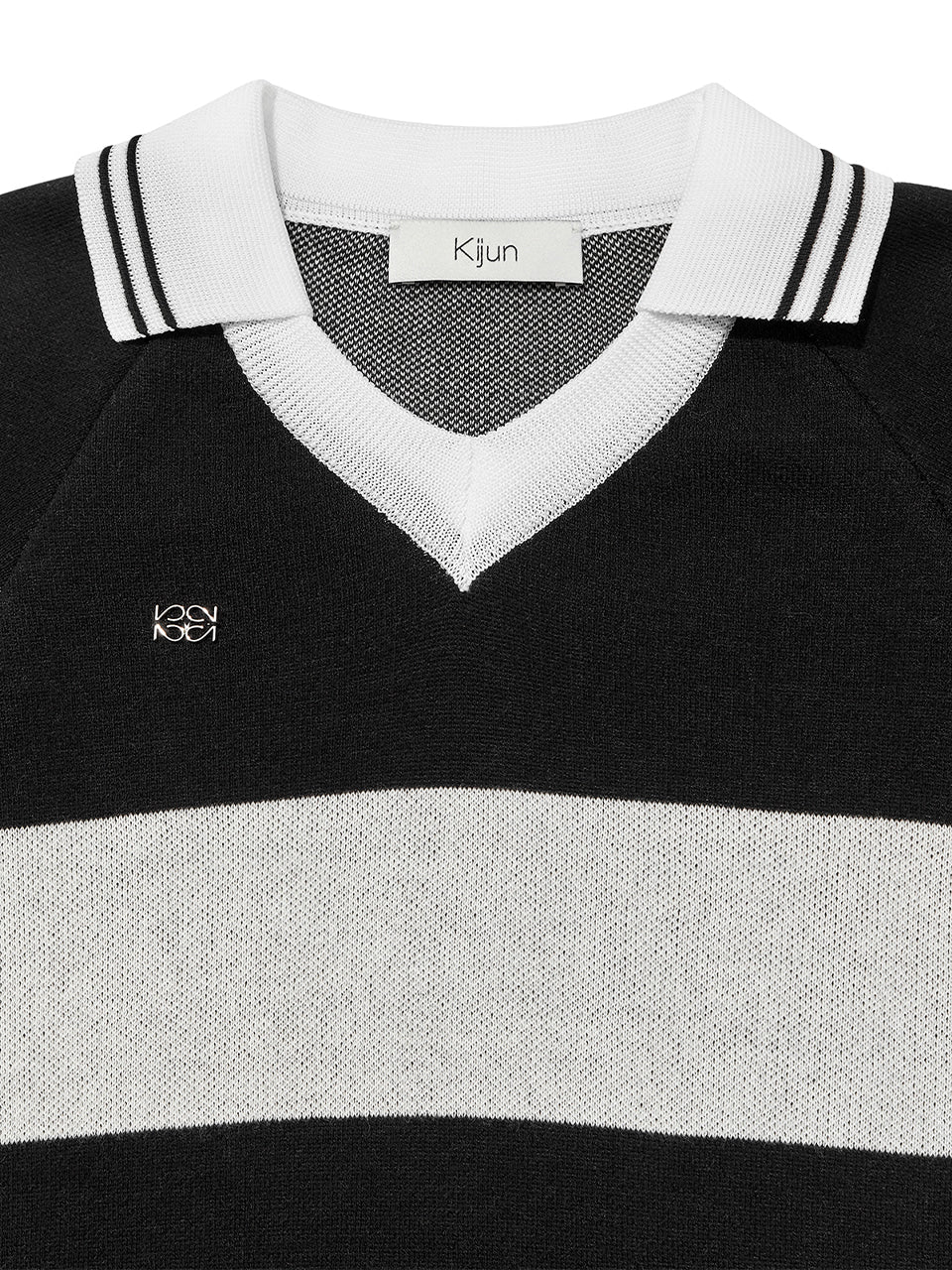 Kijun - Striped Knit Rugby Top (Black Cream) product image 9 | TRAB K-Fashion Australia
