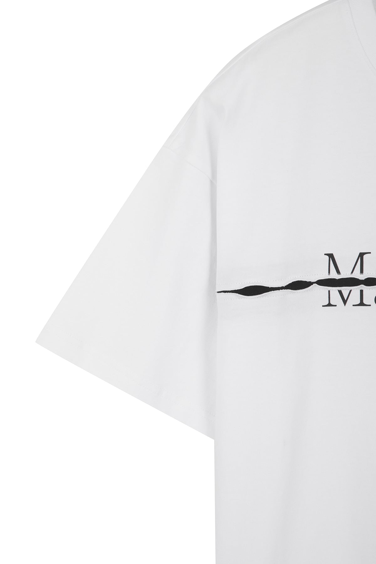 Matin Kim - Matin Kim Logo Cutted Layered Top (White) product image 4 | TRAB K-Fashion Australia