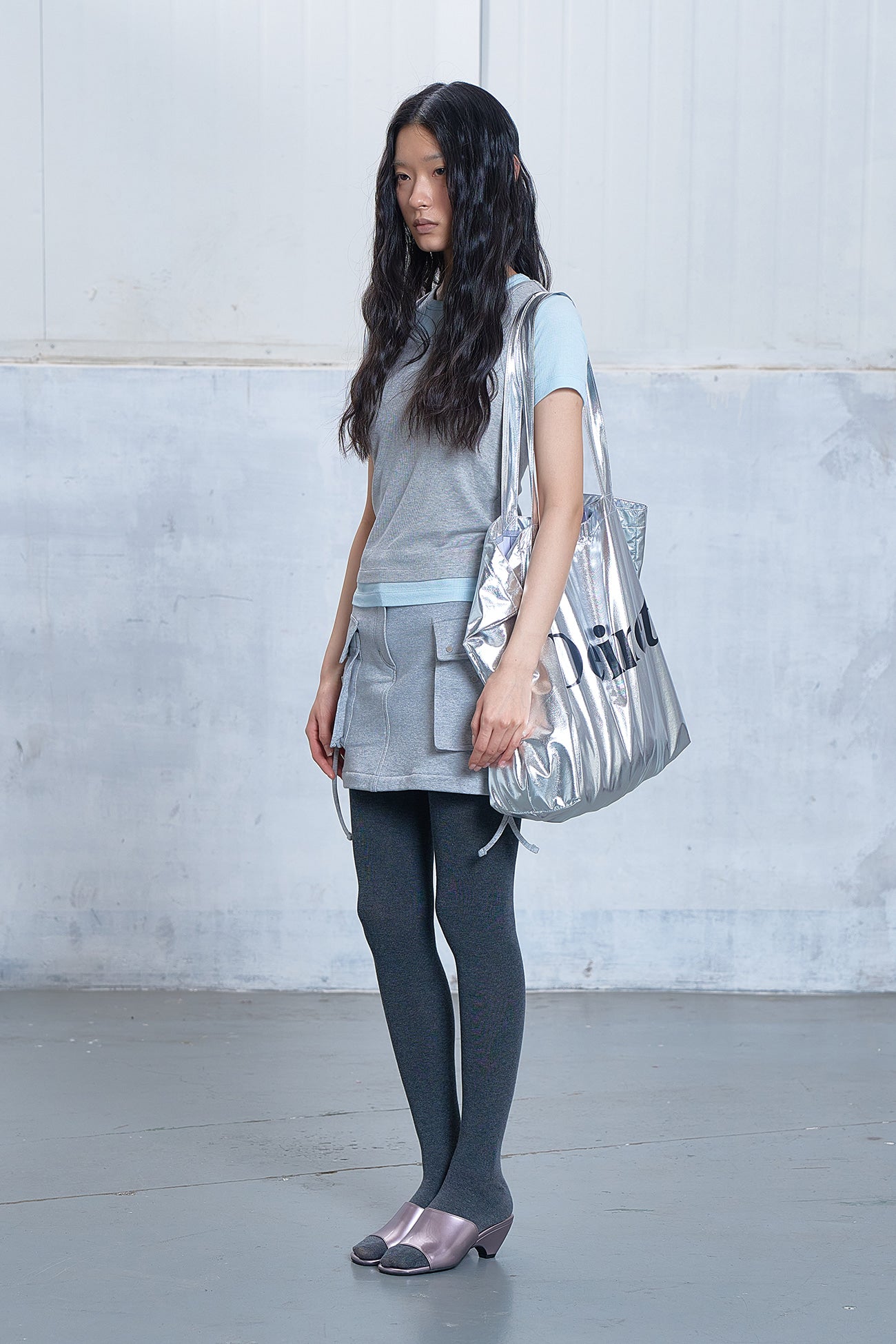Deinet - Jersey Mini Skirt (Melange Grey) product image 2 | TRAB K-Fashion Australia