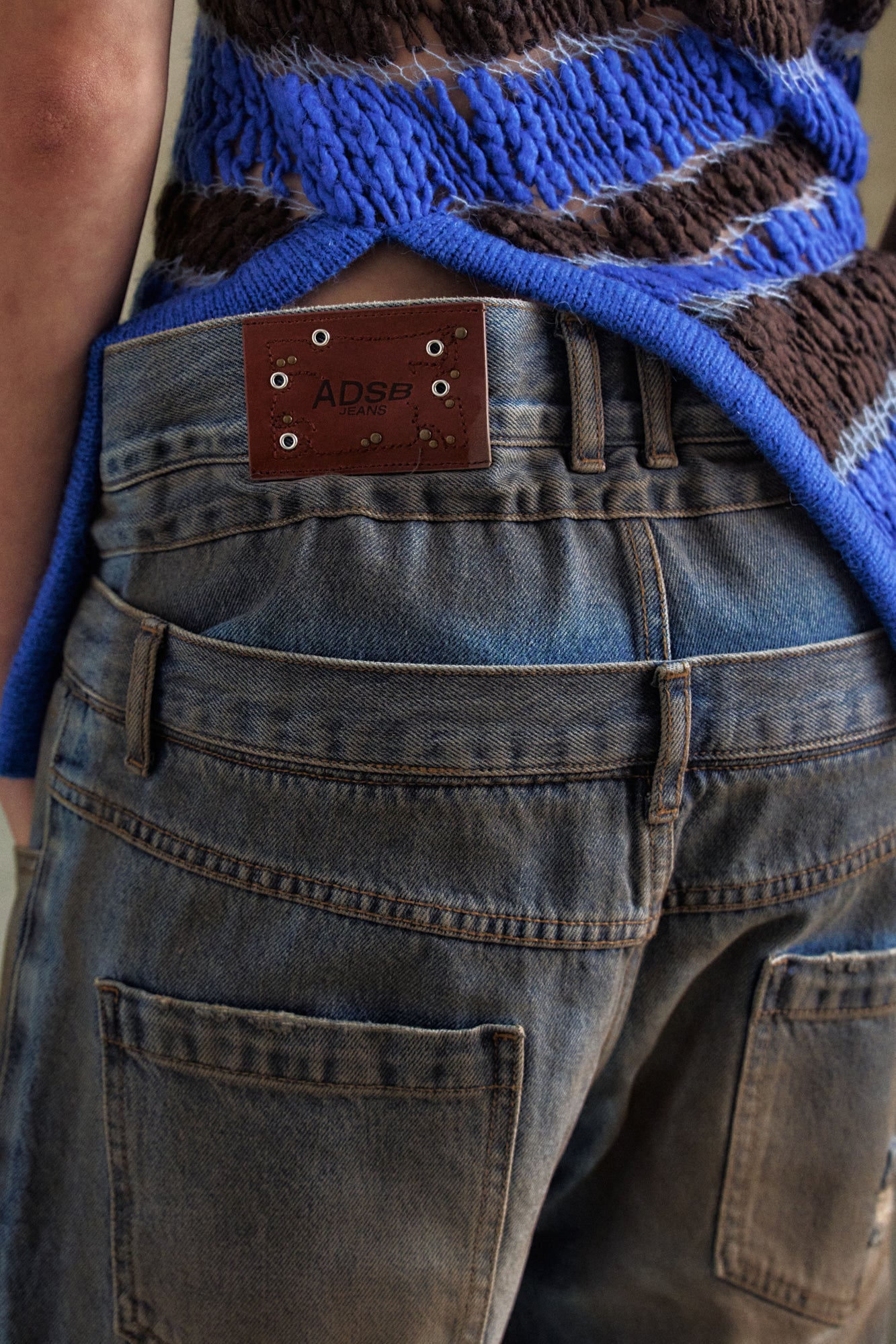 Andersson Bell - Vintage Spray Double Waist Jeans (Dusty Blue) product image 6 | TRAB K-Fashion Australia