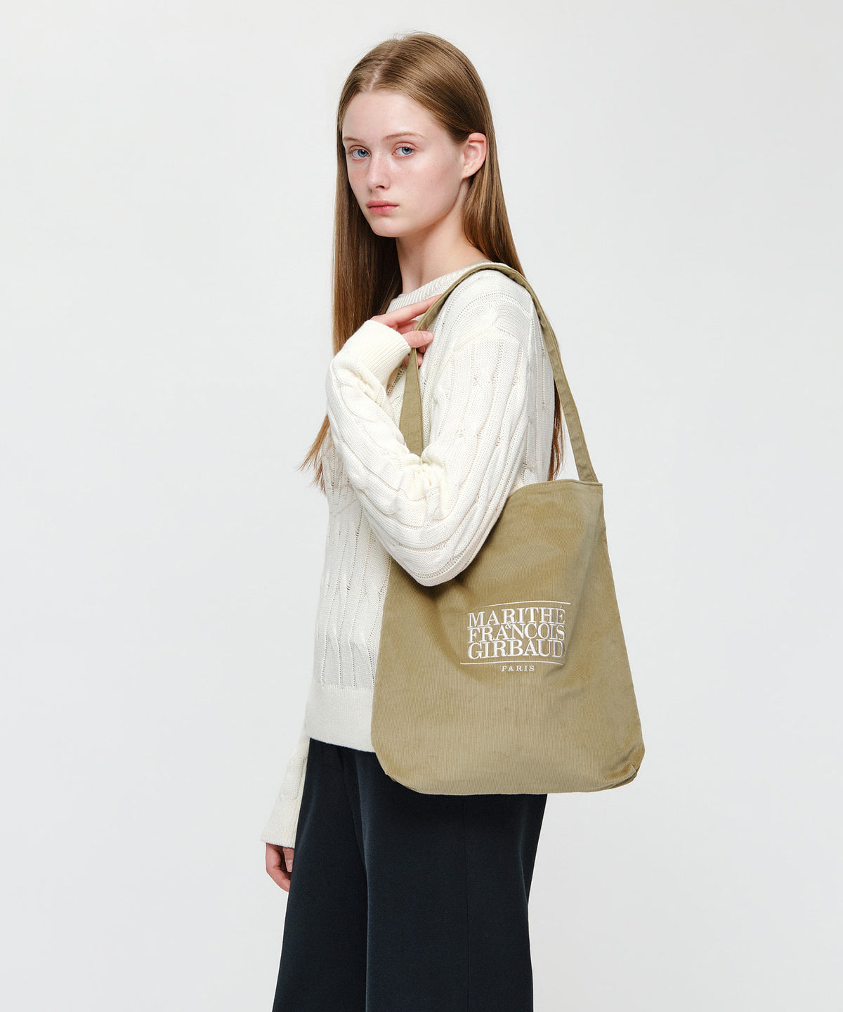 Marithe & Francois Girbaud - Classic Logo Corduroy Bag (Beige) product image 5 | TRAB K-Fashion Australia