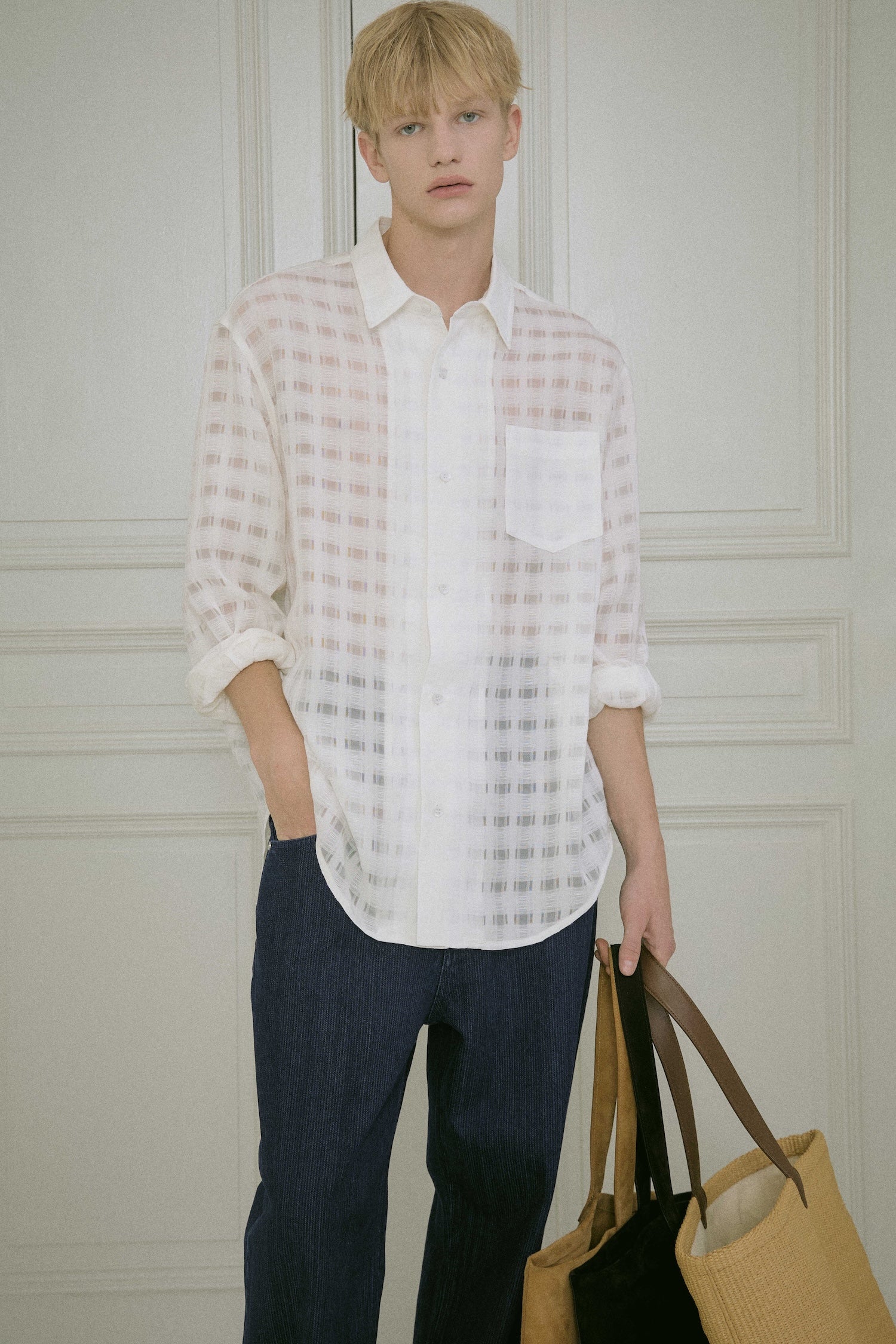 STU - Comfortable Check Shirt (White) product image 8 | TRAB K-Fashion Australia