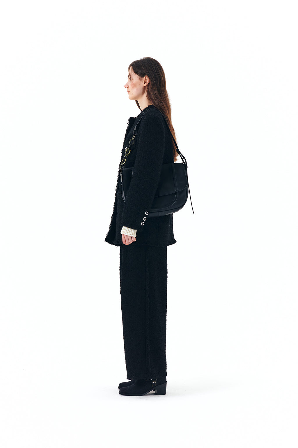 Matin Kim - Tweed String Wide Trouser (Black) product image 6 | TRAB K-Fashion Australia