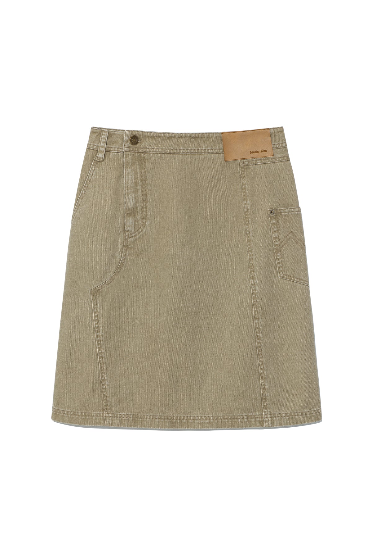 Matin Kim - Side Pocket Point Midi Skirt (Light Khaki) product image 1 | TRAB K-Fashion Australia
