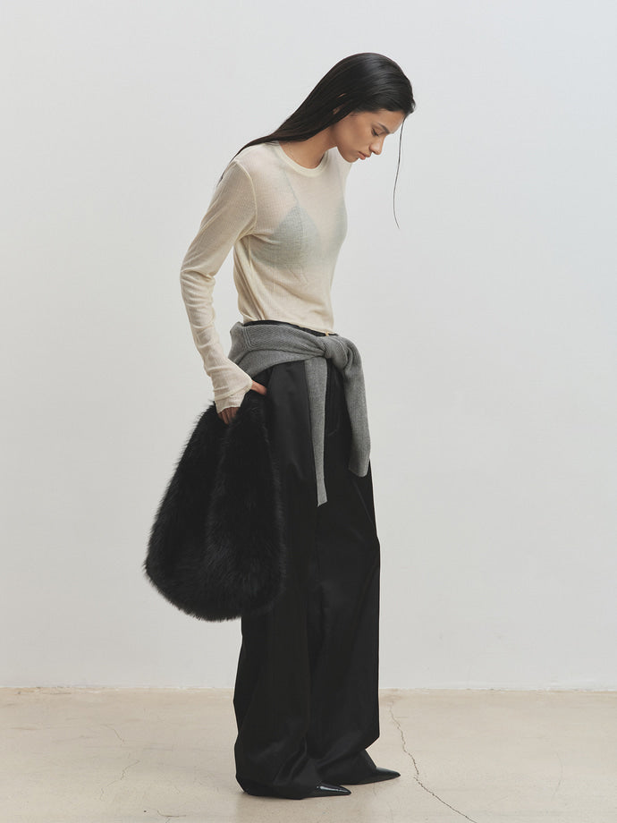 Tonywack - Sheer Wool Ribbed Knit Top (Ivory) product image 4 | TRAB K-Fashion Australia