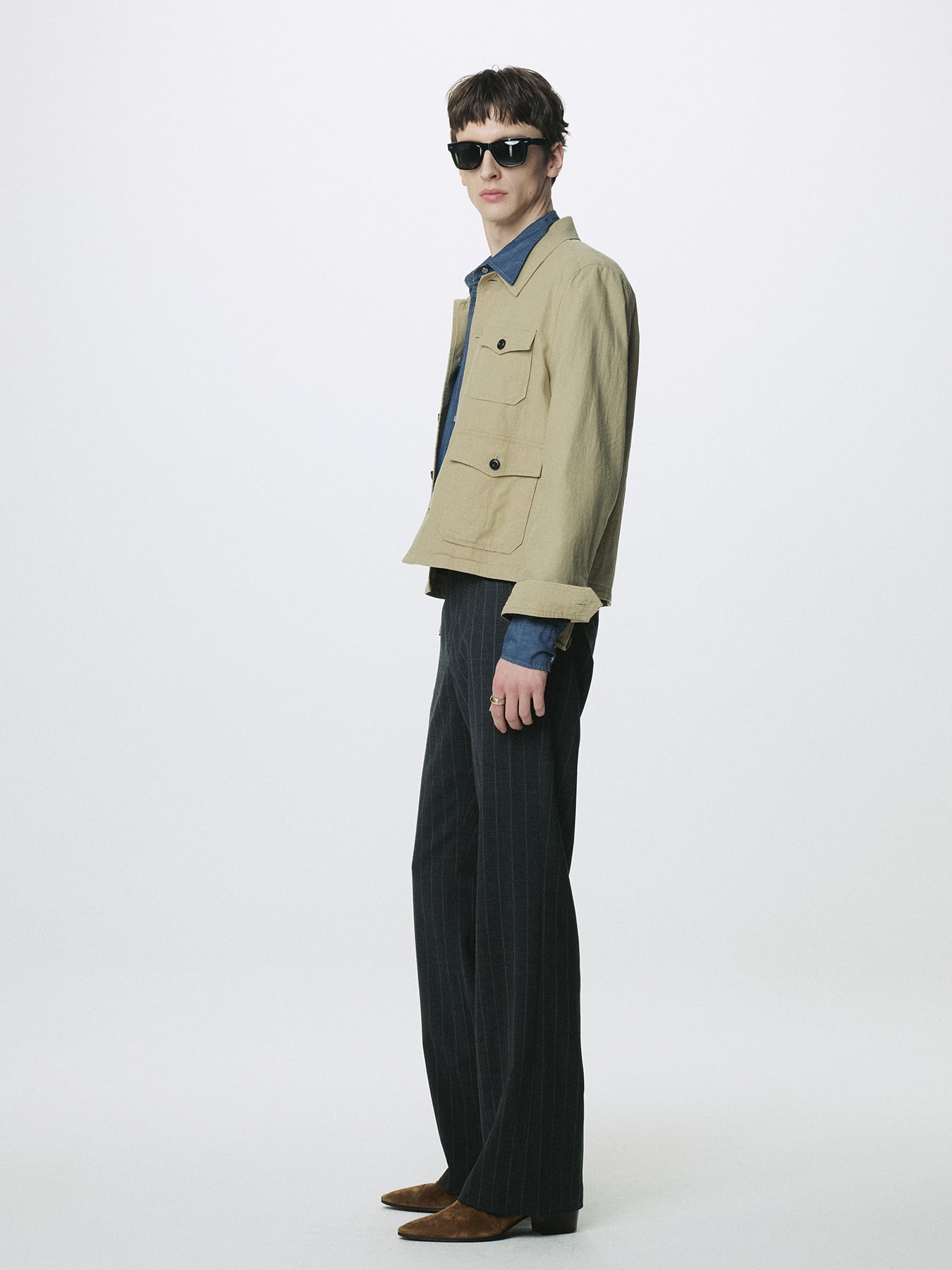 Tonywack - Striped Wool Flared-Leg Pants (Grey) product image 2 | TRAB K-Fashion Australia