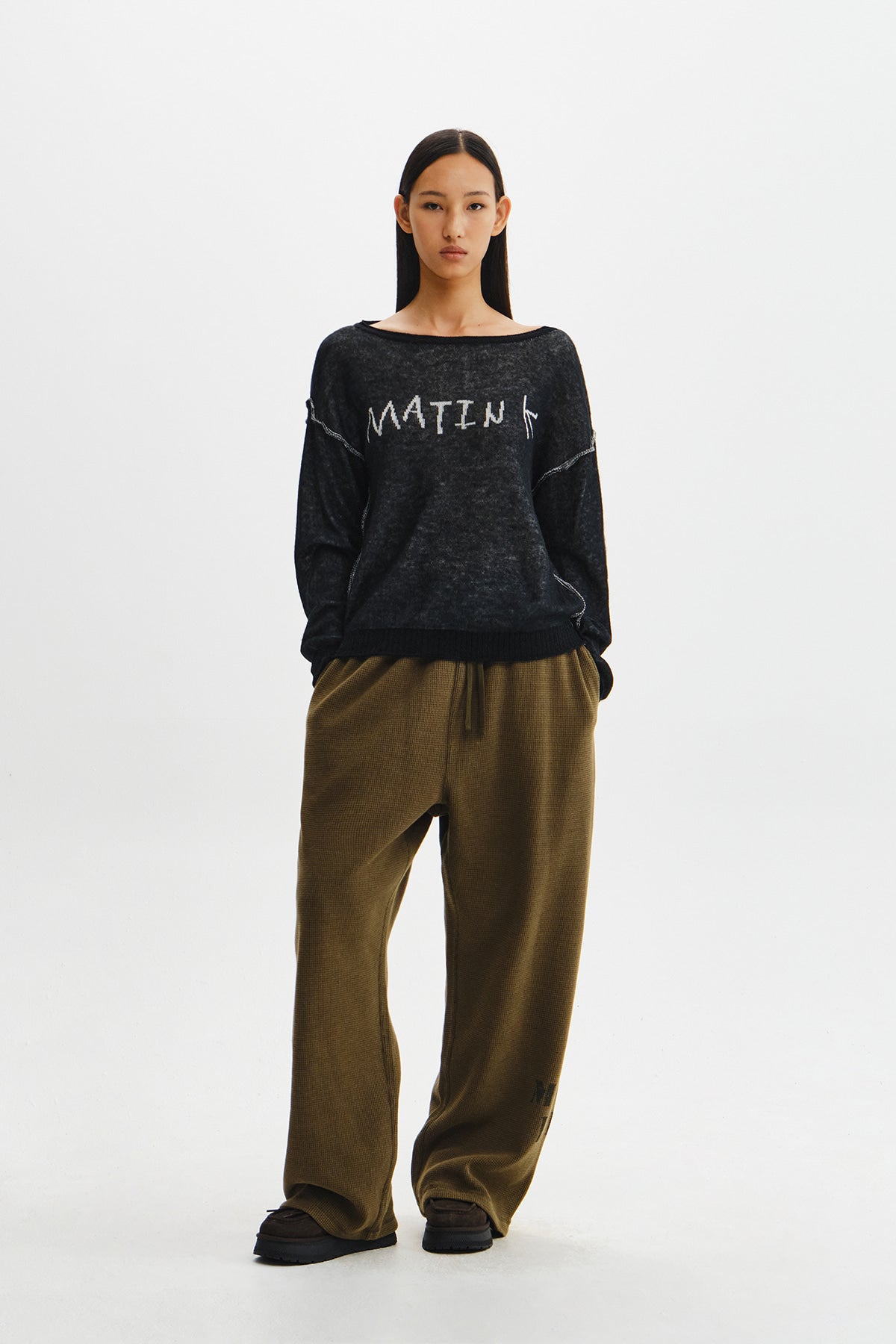 Matin Kim - Matin Dual Tone Knit Pullover (Black) product image 10 | TRAB K-Fashion Australia