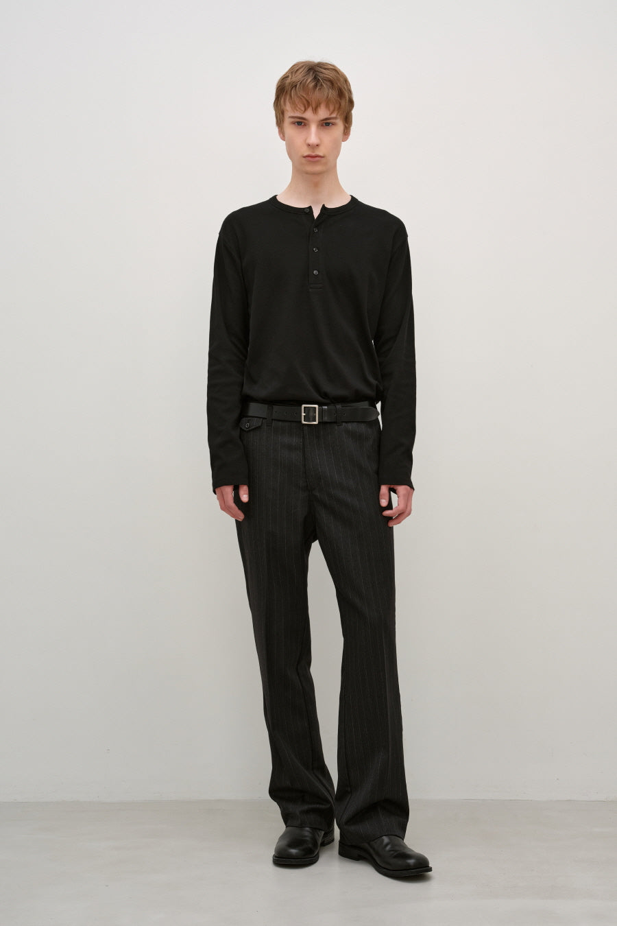 Insilence - Slim Fit Ribbed Henley Neck (Black) product image 3 | TRAB K-Fashion Australia