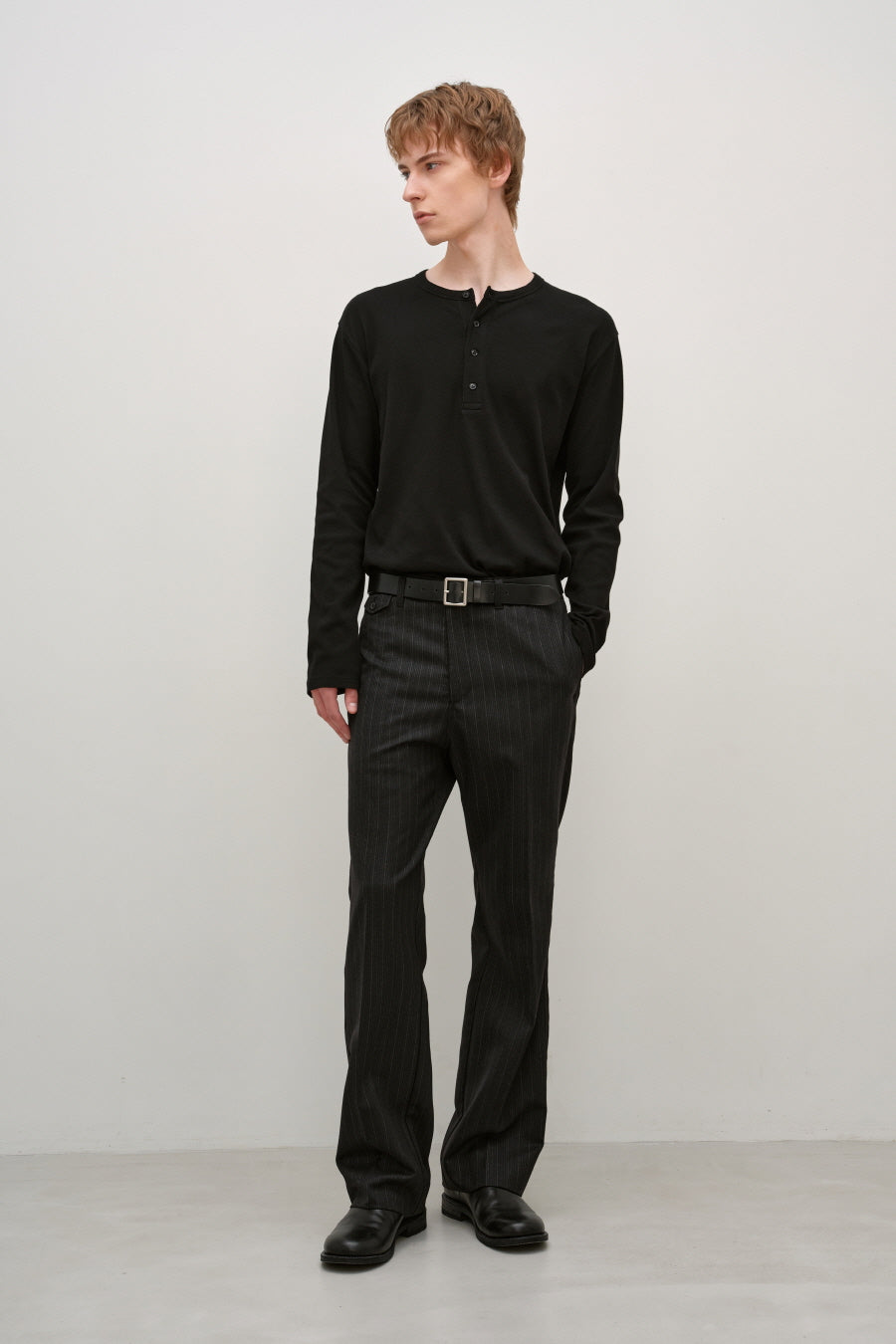 Insilence - Slim Fit Ribbed Henley Neck (Black) product image 4 | TRAB K-Fashion Australia