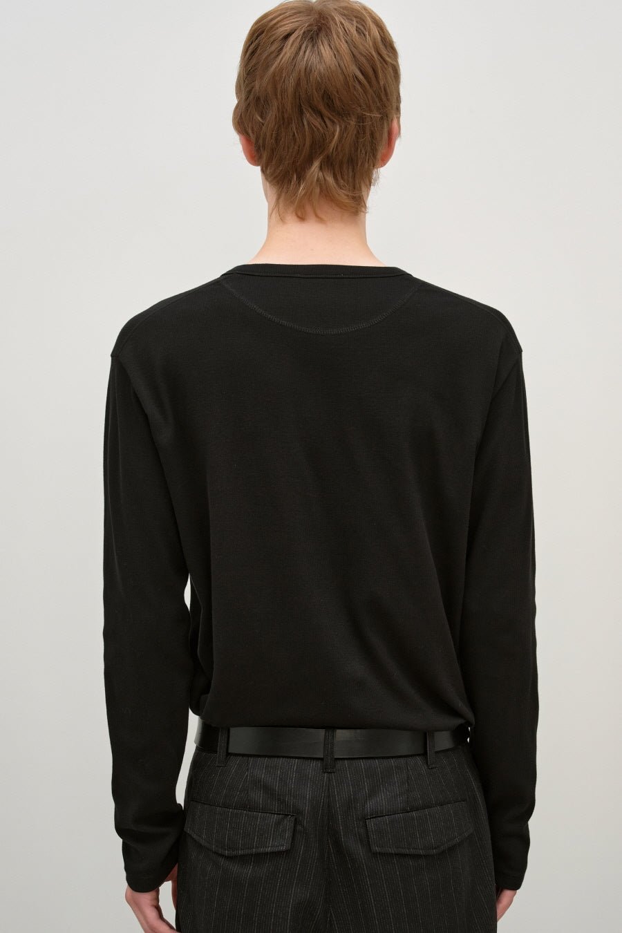 Insilence - Slim Fit Ribbed Henley Neck (Black) product image 6 | TRAB K-Fashion Australia