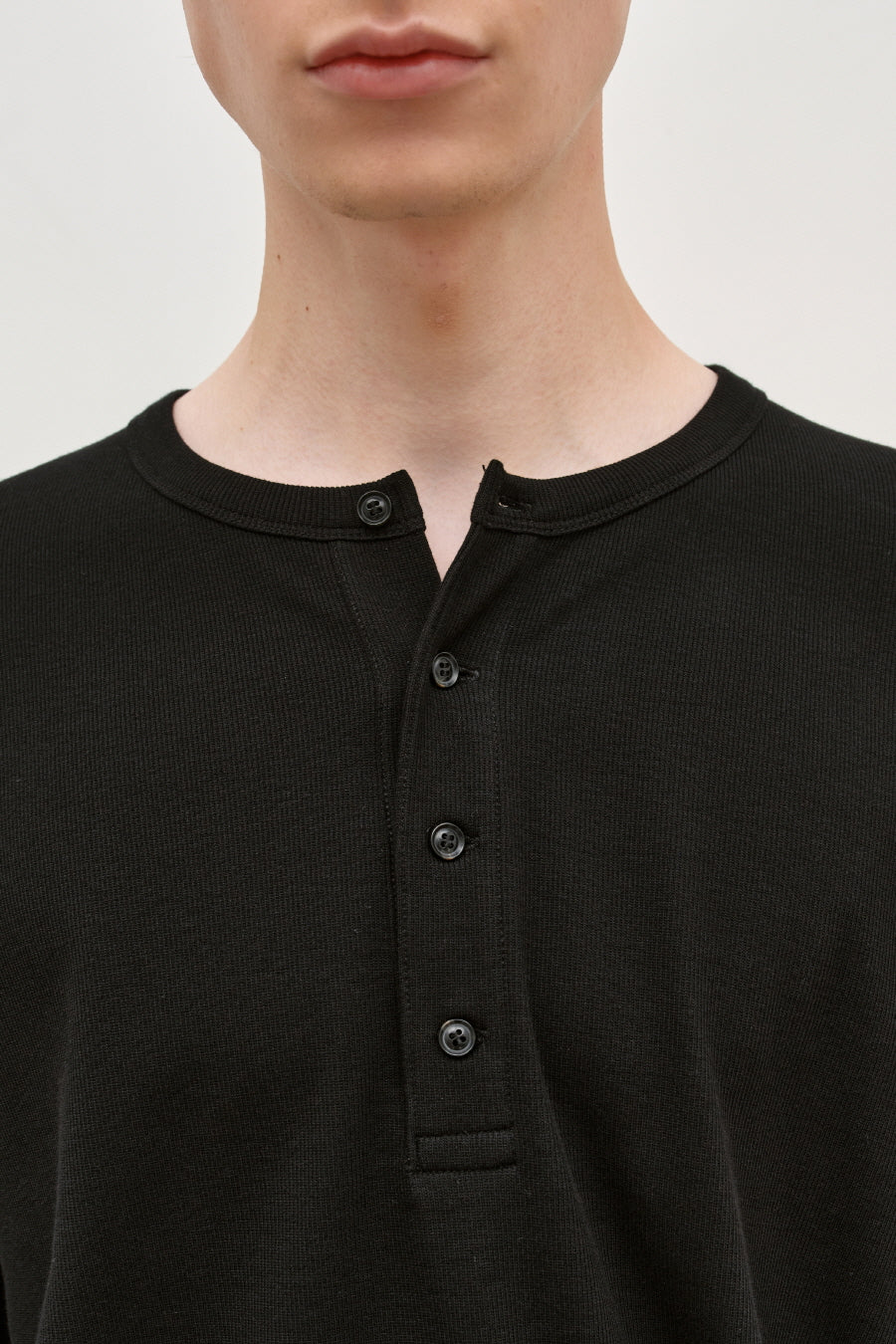 Insilence - Slim Fit Ribbed Henley Neck (Black) product image 2 | TRAB K-Fashion Australia