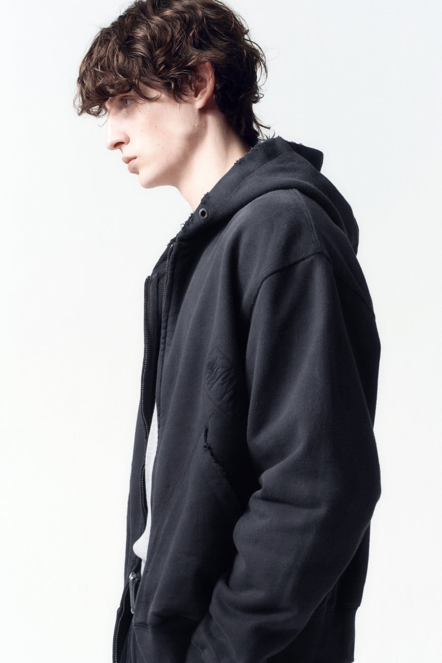 Insilence - Distressed Vintage Zip-Up Hoodie (Dark Grey) product image 4 | TRAB K-Fashion Australia