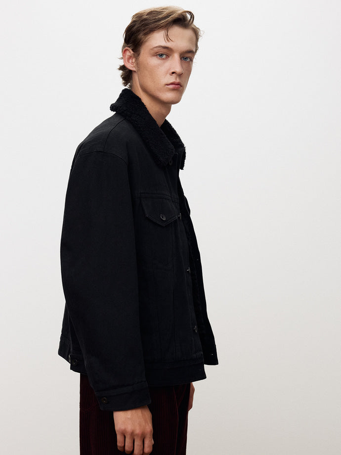 Tonywack - Wool Shearling Collar Denim Jacket (Washed Black) product image 6 | TRAB K-Fashion Australia