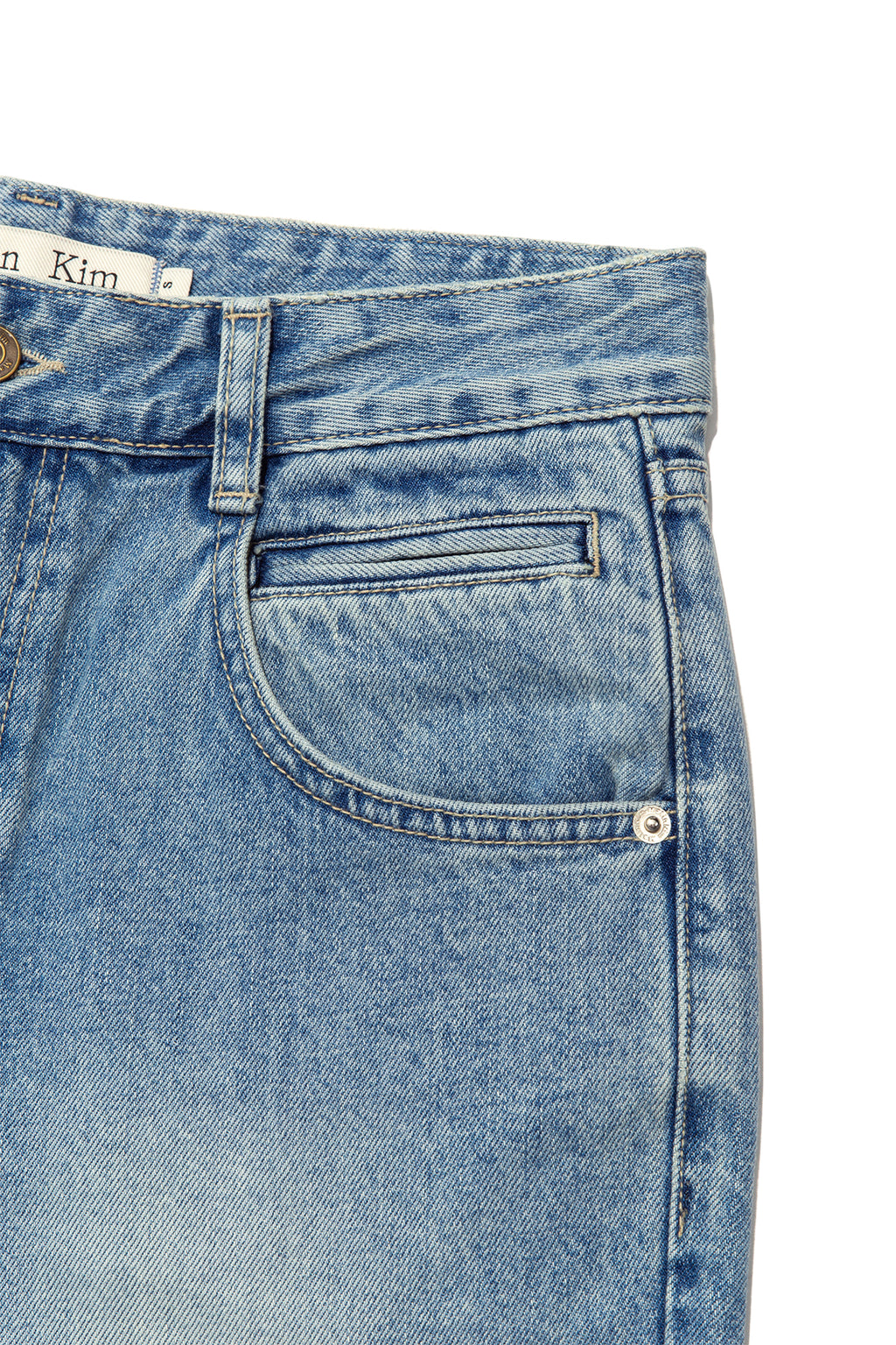 Matin Kim - Pocket Washed Point Denim Pants (Light Blue) product image 4 | TRAB K-Fashion Australia