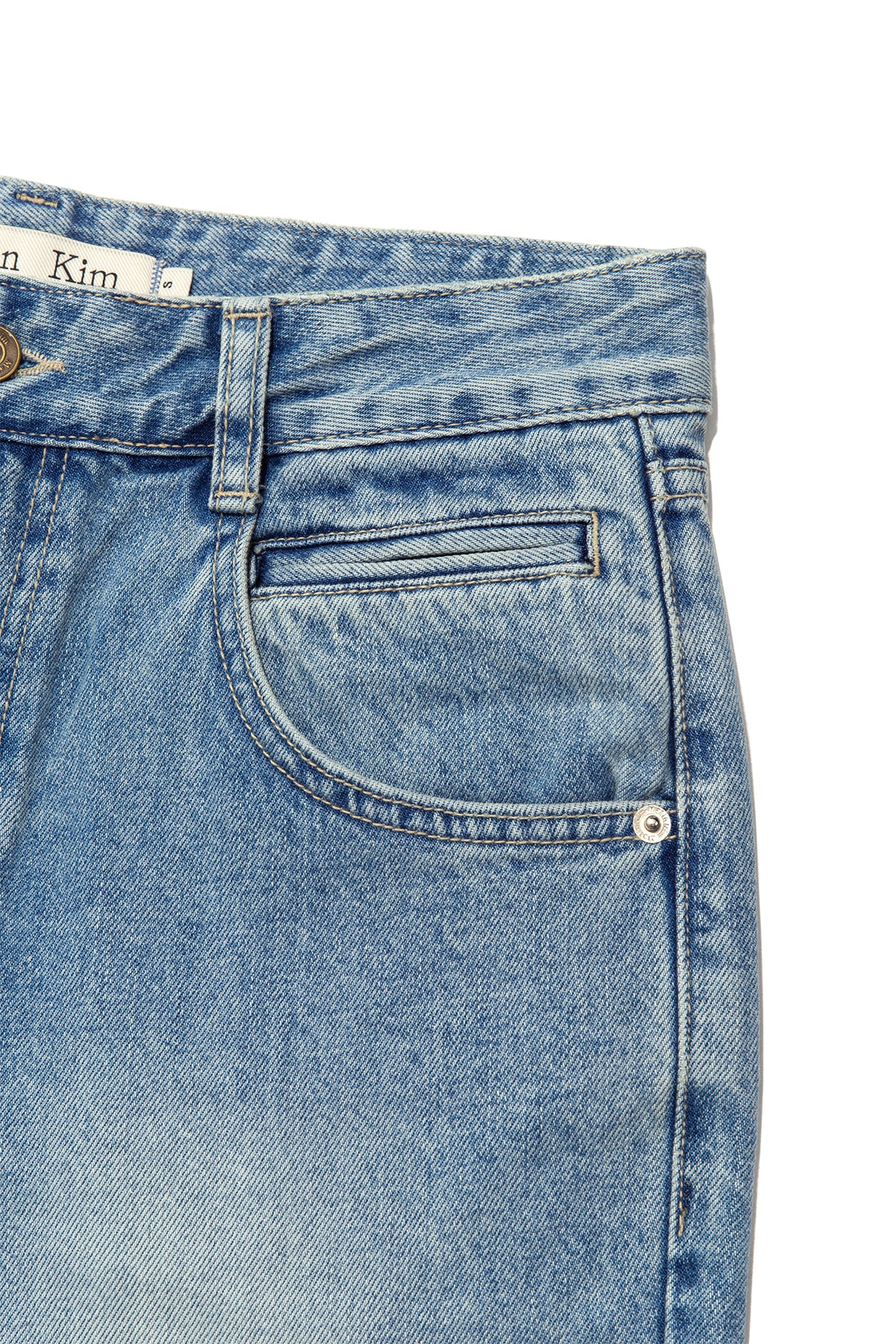 Matin Kim - Pocket Washed Point Denim Pants (Light Blue) product image 4 | TRAB K-Fashion Australia