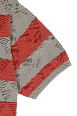 Ioedle - Split Stripe Short Sleeve Knit (Red) product image 1 | TRAB K-Fashion Australia