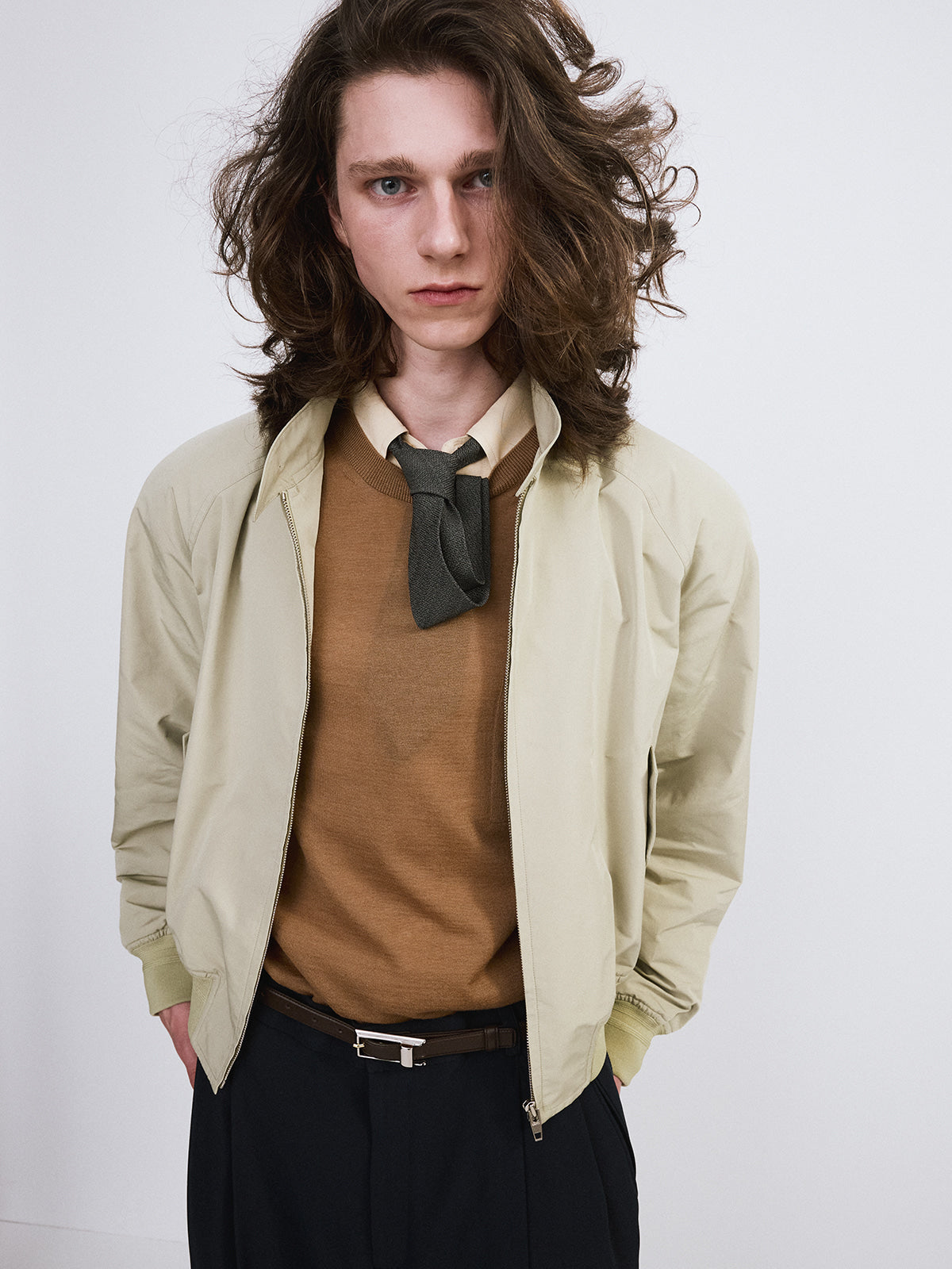 Recto - Crop Harrington Jumper (Light Khaki) product image 2 | TRAB K-Fashion Australia