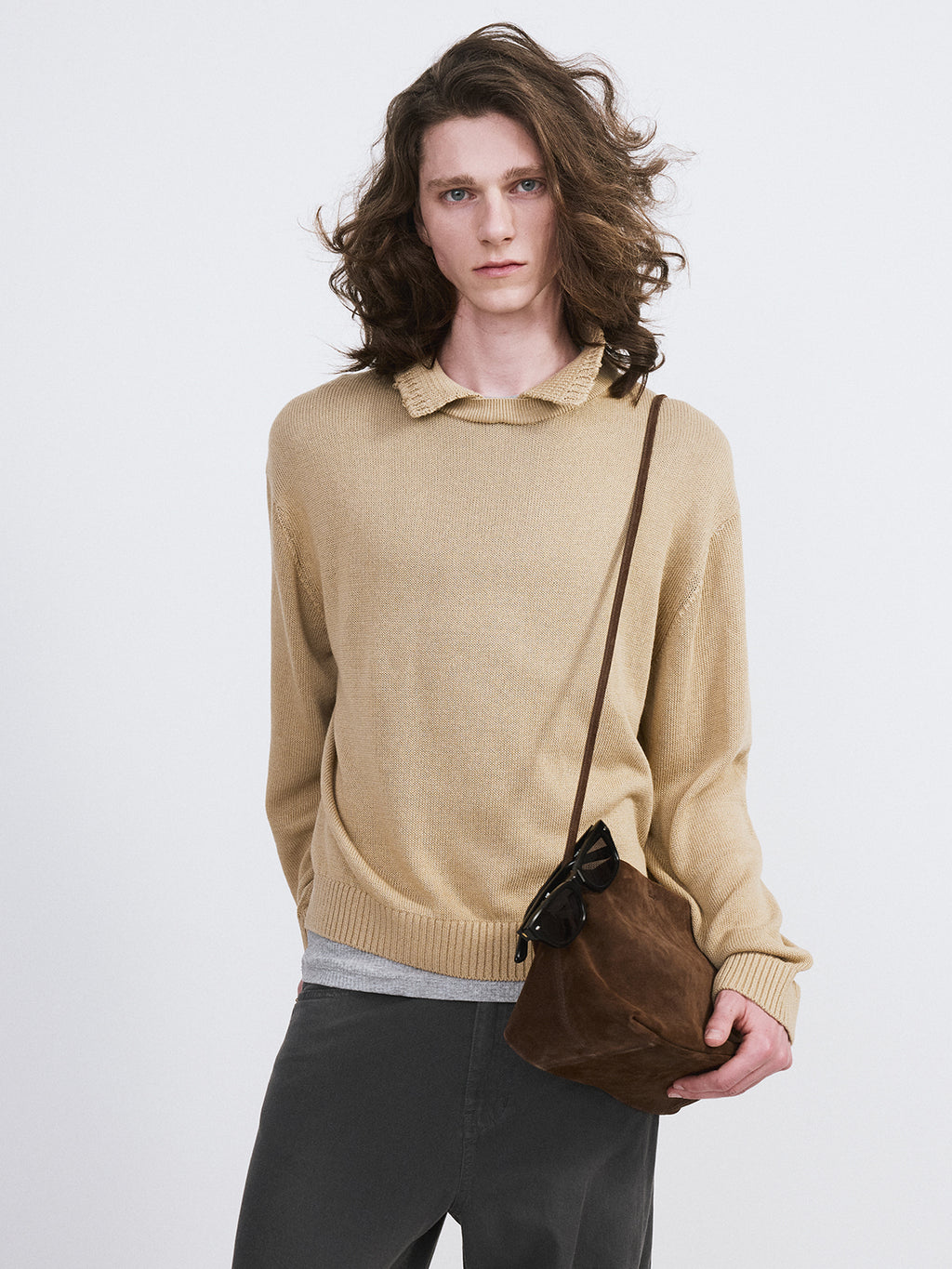 Recto - Waffle Collar Knit Top (Beige Khaki) product image 3 | TRAB K-Fashion Australia