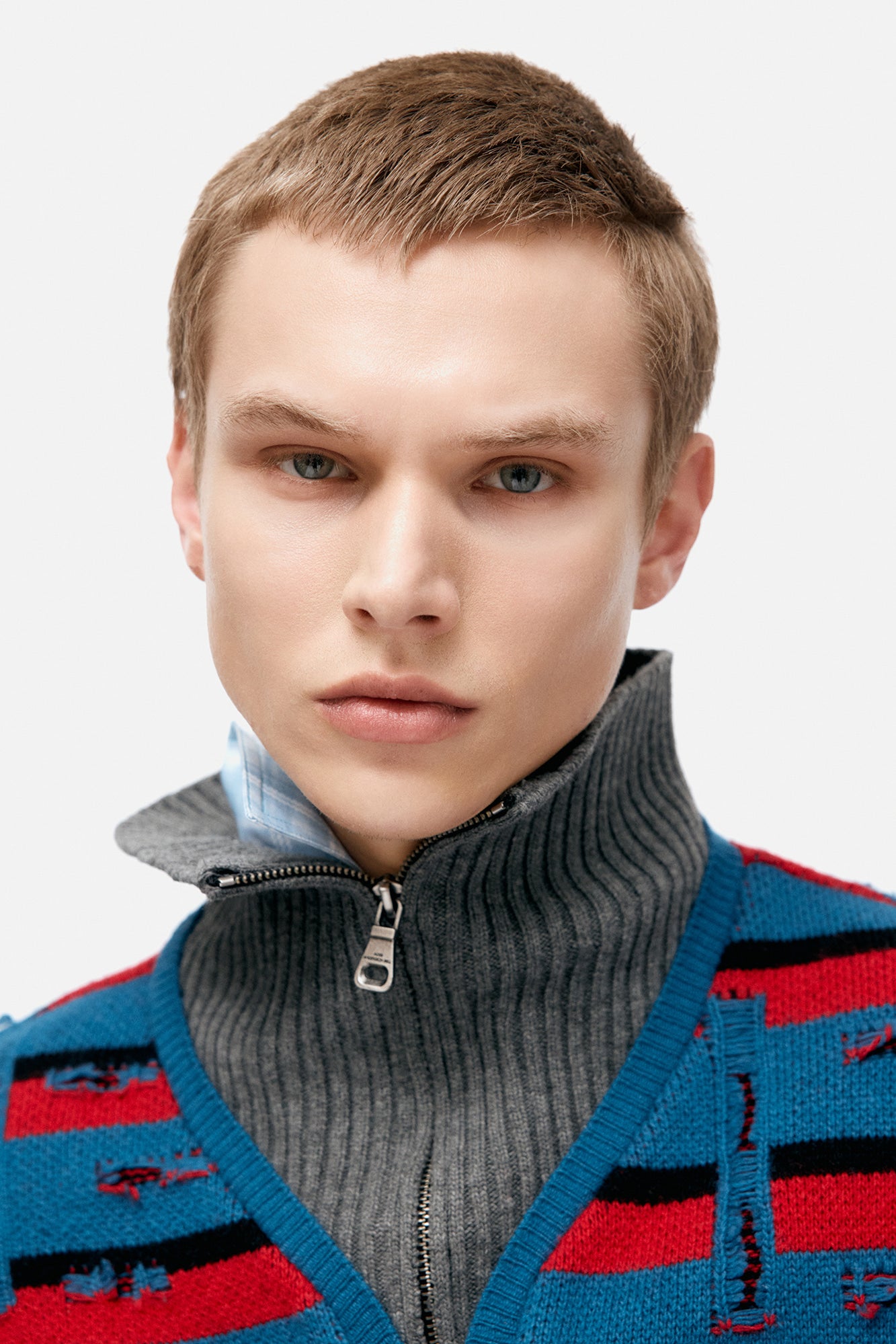 Andersson Bell - Stripe Jacquard Half Zip-Up Sweater (Blue/Red) product image 4 | TRAB K-Fashion Australia