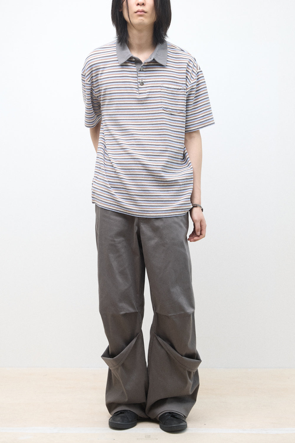 Hatchingroom - Stripe Polo Tee (Grey) product image 8 | TRAB K-Fashion Australia