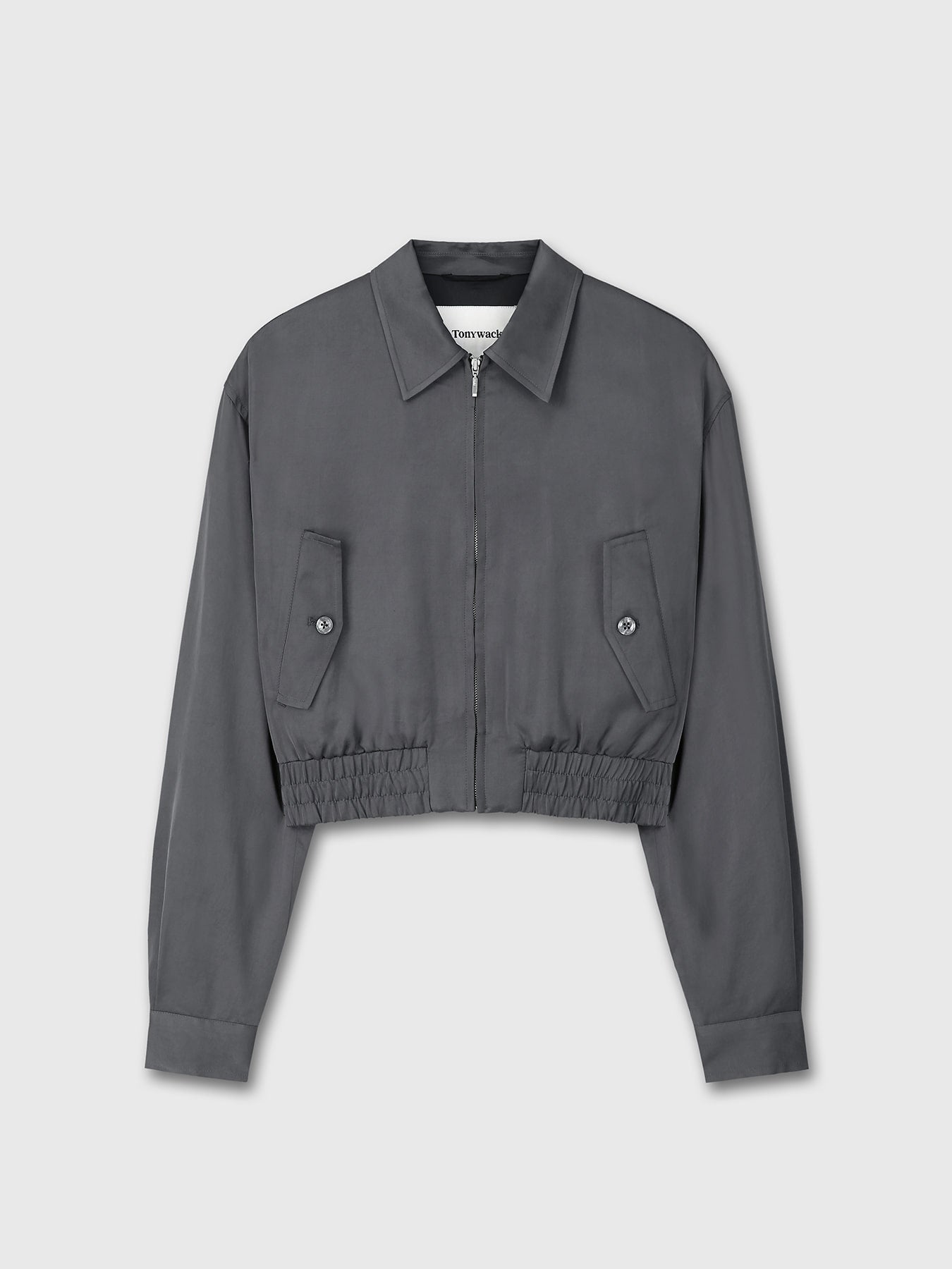 Tonywack - Satin Cropped Blouson Jacket (Carbon Grey) product image 8 | TRAB K-Fashion Australia