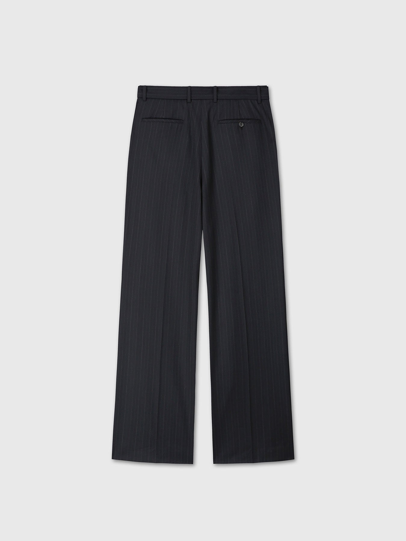 Tonywack - Pinstriped Wool Belted Trousers (Black Pinstripe) product image 10 | TRAB K-Fashion Australia