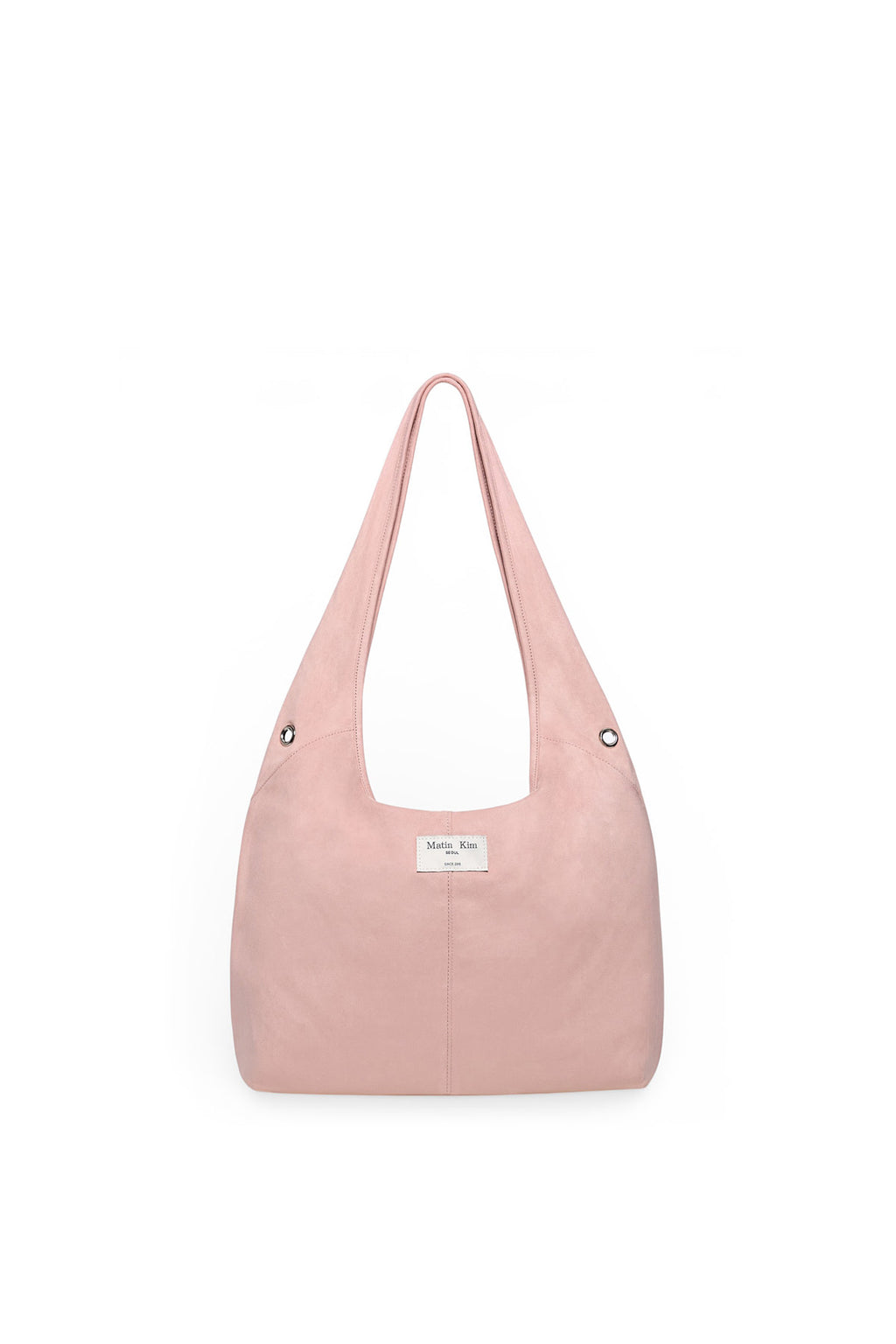 Matin Kim - Logo Point Suede Round Ecobag (Pink) product image 2 | TRAB K-Fashion Australia