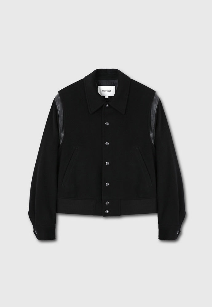 Tonywack - Leather-Trimmed Cropped Bomber Jacket (Black) product image 7 | TRAB K-Fashion Australia