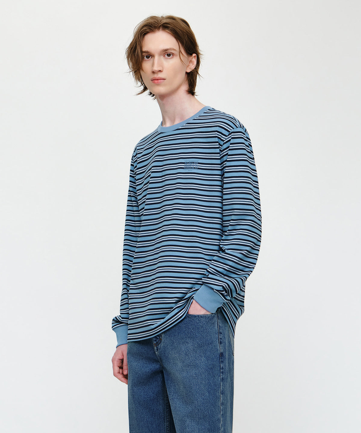 Marithe & Francois Girbaud - Small Classic Logo Long Sleeve Tee (Stripe) product image 2 | TRAB K-Fashion Australia