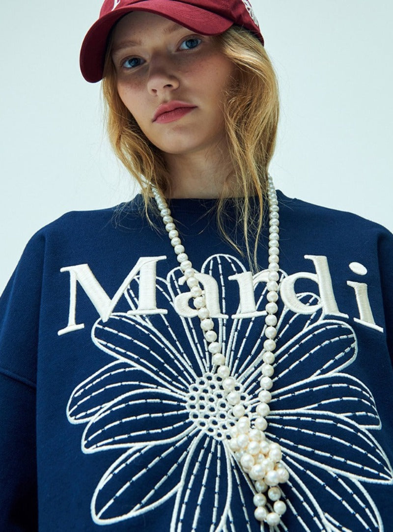 Mardi Mercredi - Sweatshirt Flowermardi Needlework (Navy Cream) product image 1 | TRAB K-Fashion Australia