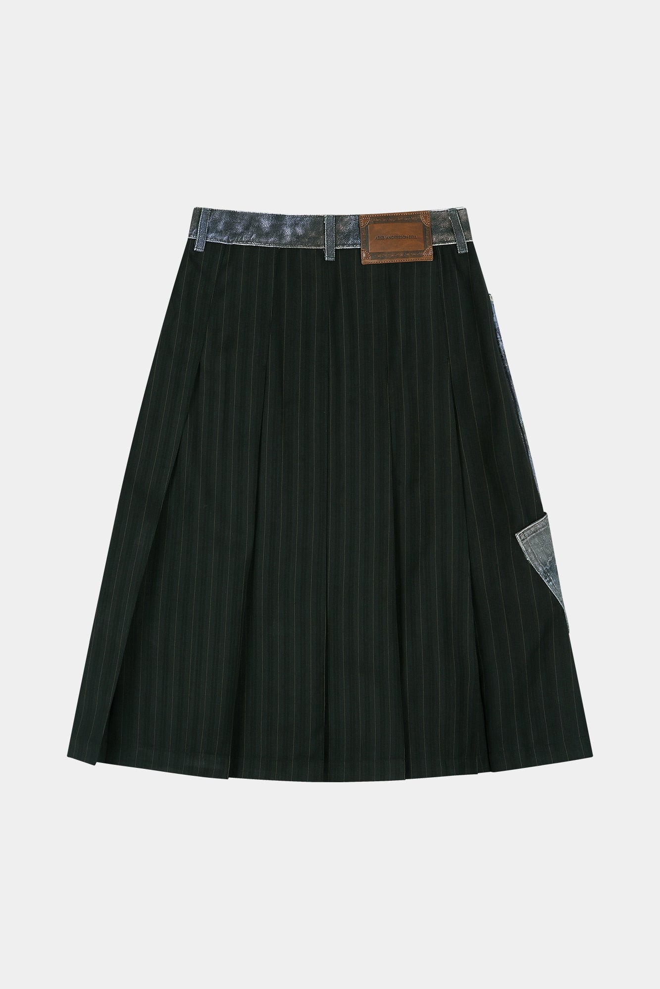 Andersson Bell - Illusion Patchwork Trompe L'oeil Pleated Skirt (blue/black) (Blue/Black) product image 10 | TRAB K-Fashion Australia