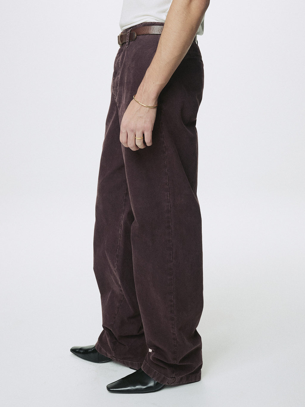Tonywack - Garment Dyed Cotton Straight Pants (Faded Burgundy) product image 3 | TRAB K-Fashion Australia